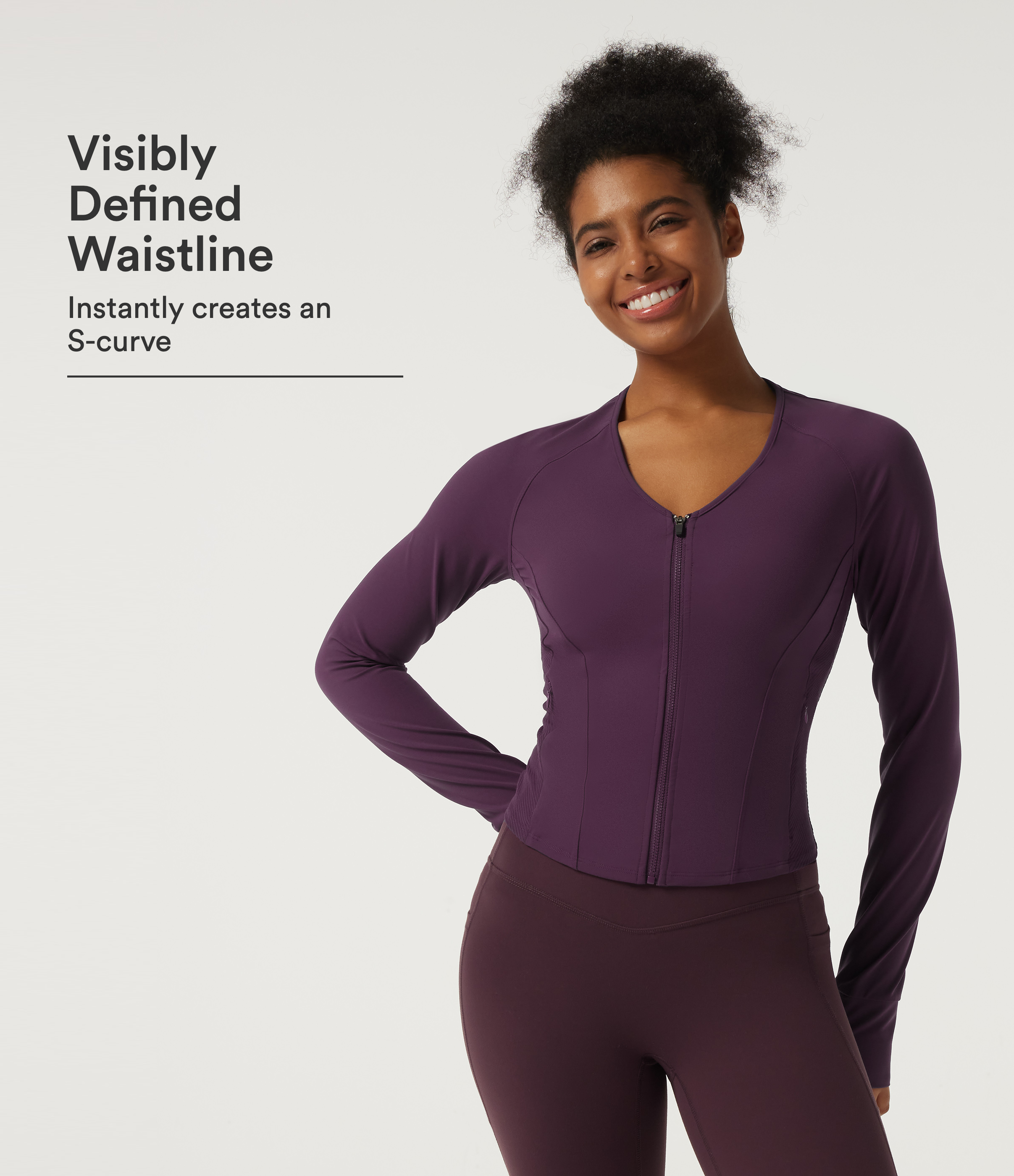 Halara UltraSculpt™ V Neck Long Sleeve Yoga Curvy Jacket with Pockets and Thumbholes