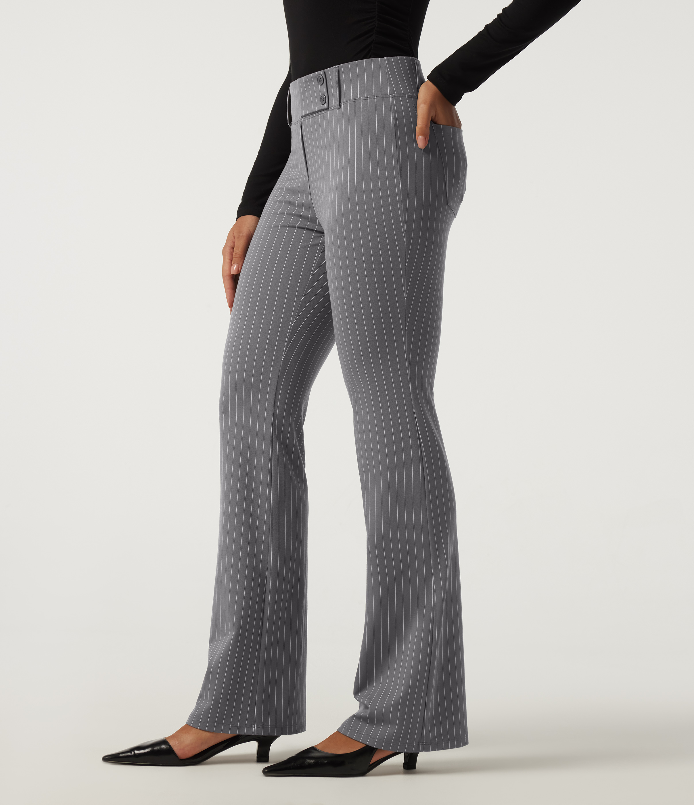 Halara Flex™ Low Rise Stripe Flare Work Pants with Pockets