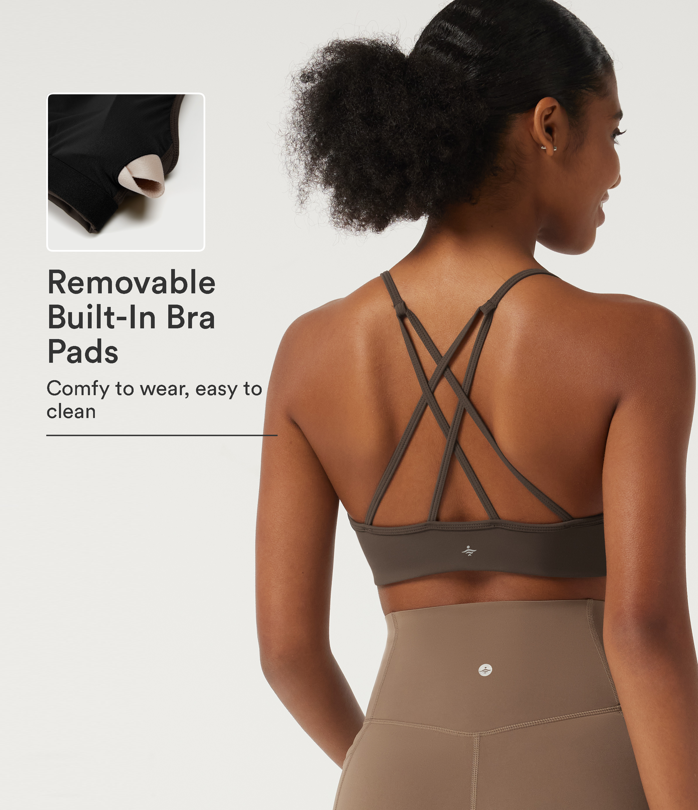 SoftlyZero™ brassière de yoga en tissu pelucheux — faible maintien, encolure en U froncée, soutien‑gorge intégré