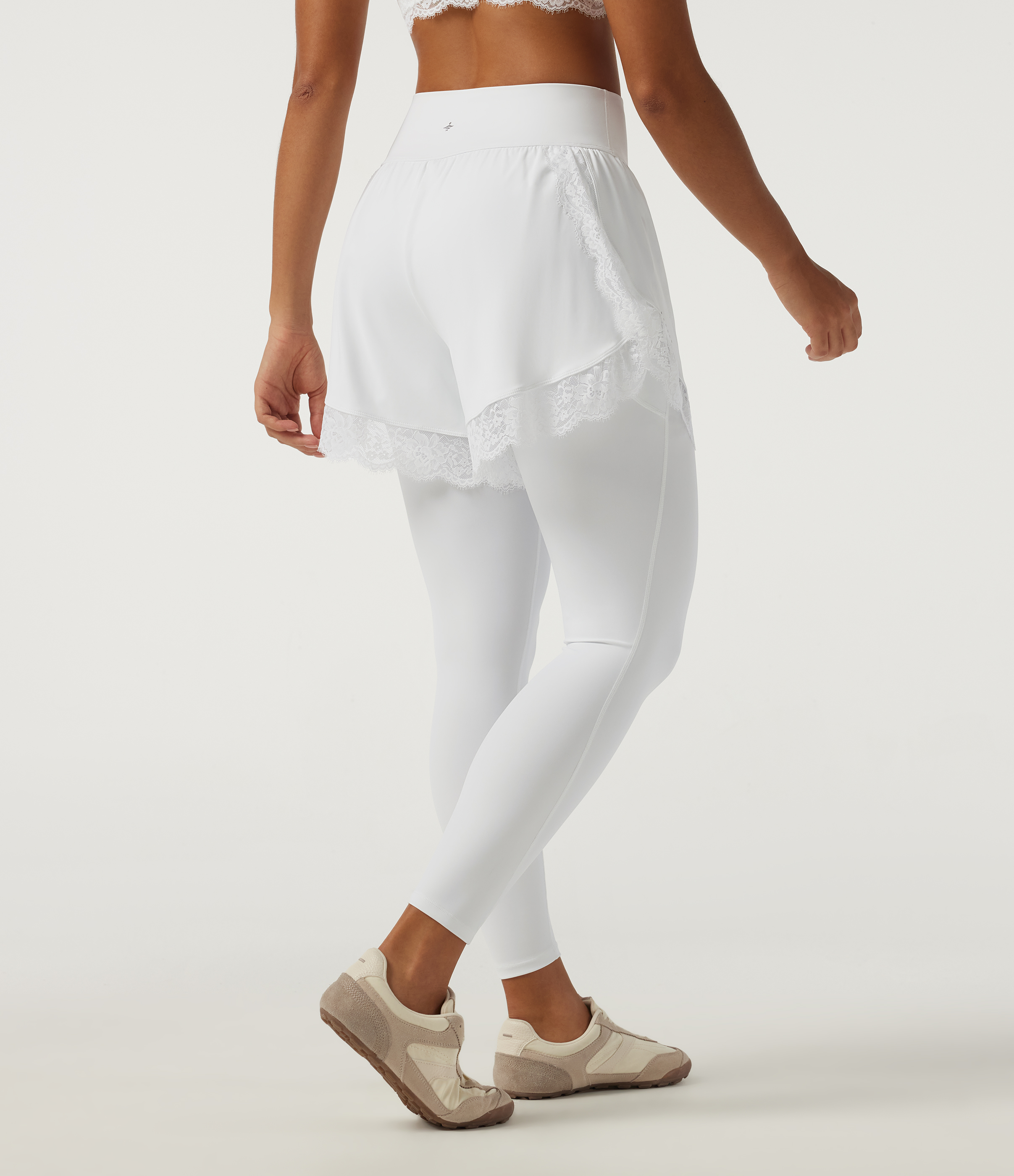 White SoftlyZero™ Airy High Waisted Tummy Control Skinny Contrast Lace InstantCool Dance Leggings with Pockets / 2
