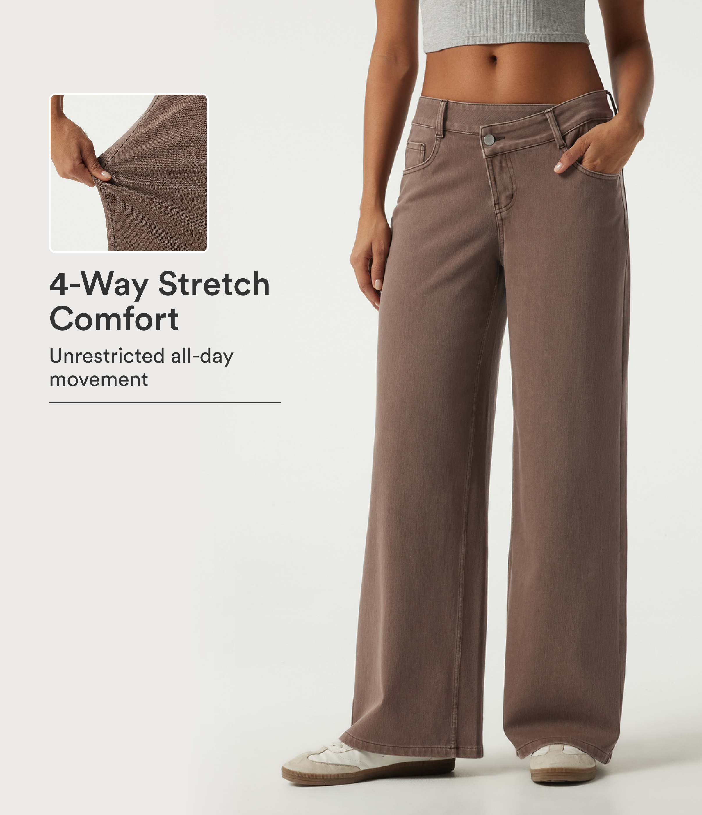 Halara Flex™ Low Rise Asymmetric Wide Leg Colorful Casual Jeans with Pockets