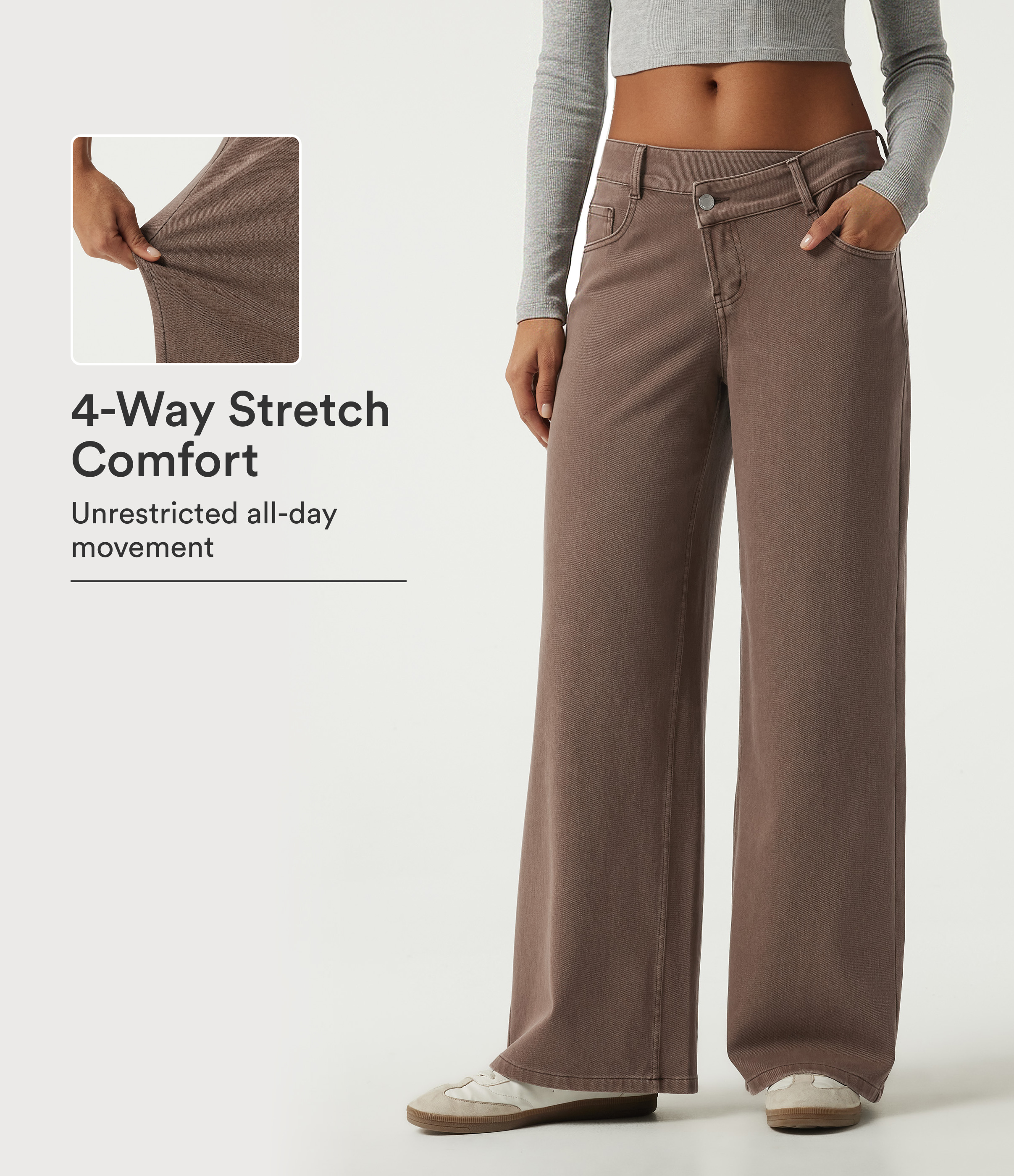 Halara Flex™ Low Rise Asymmetric Wide Leg Colorful Casual Jeans with Pockets