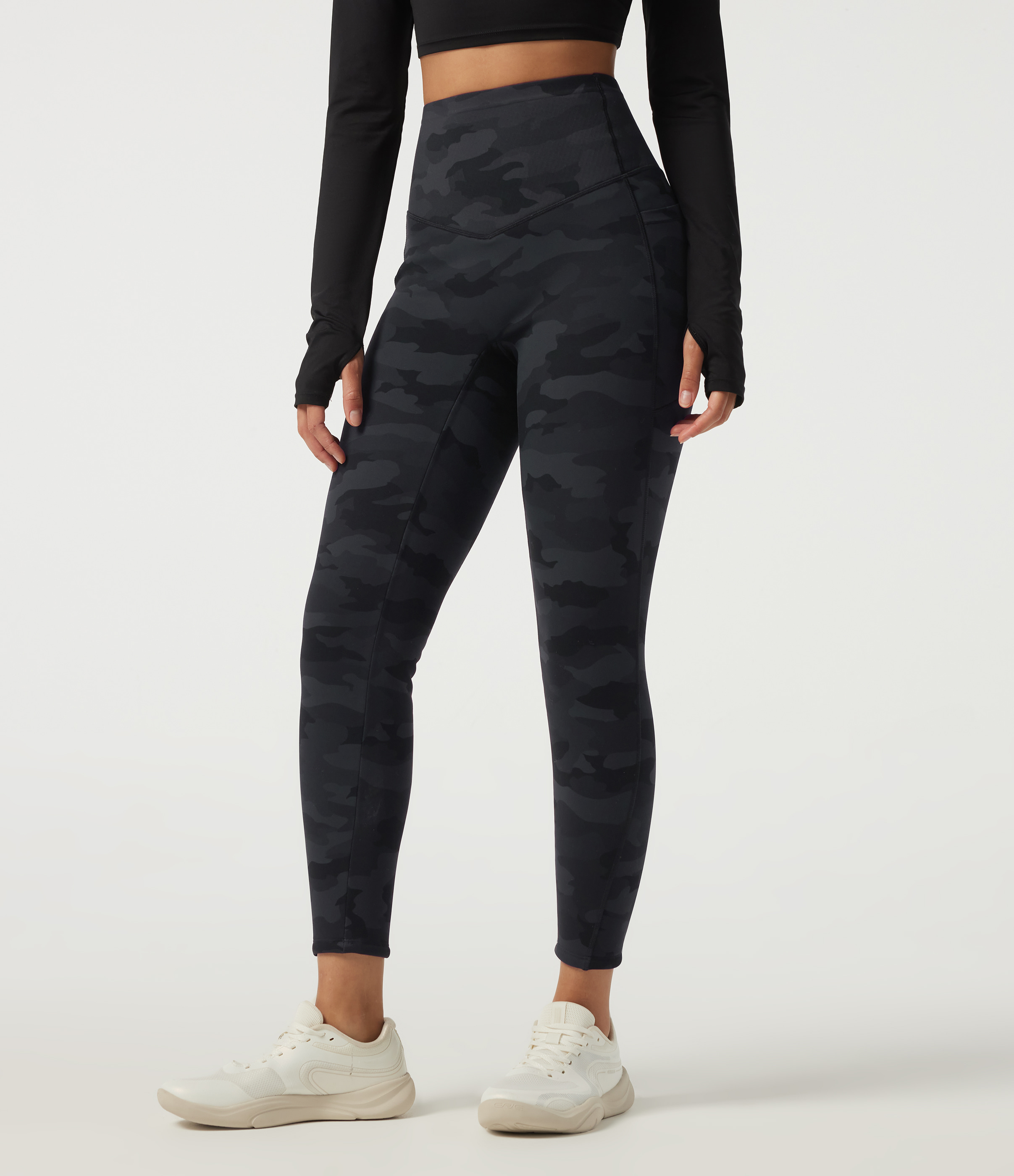 Halara UltraSculpt™ Extra Heat High Waisted Tummy Control Skinny Camo Fleece Workout Leggings with Pockets