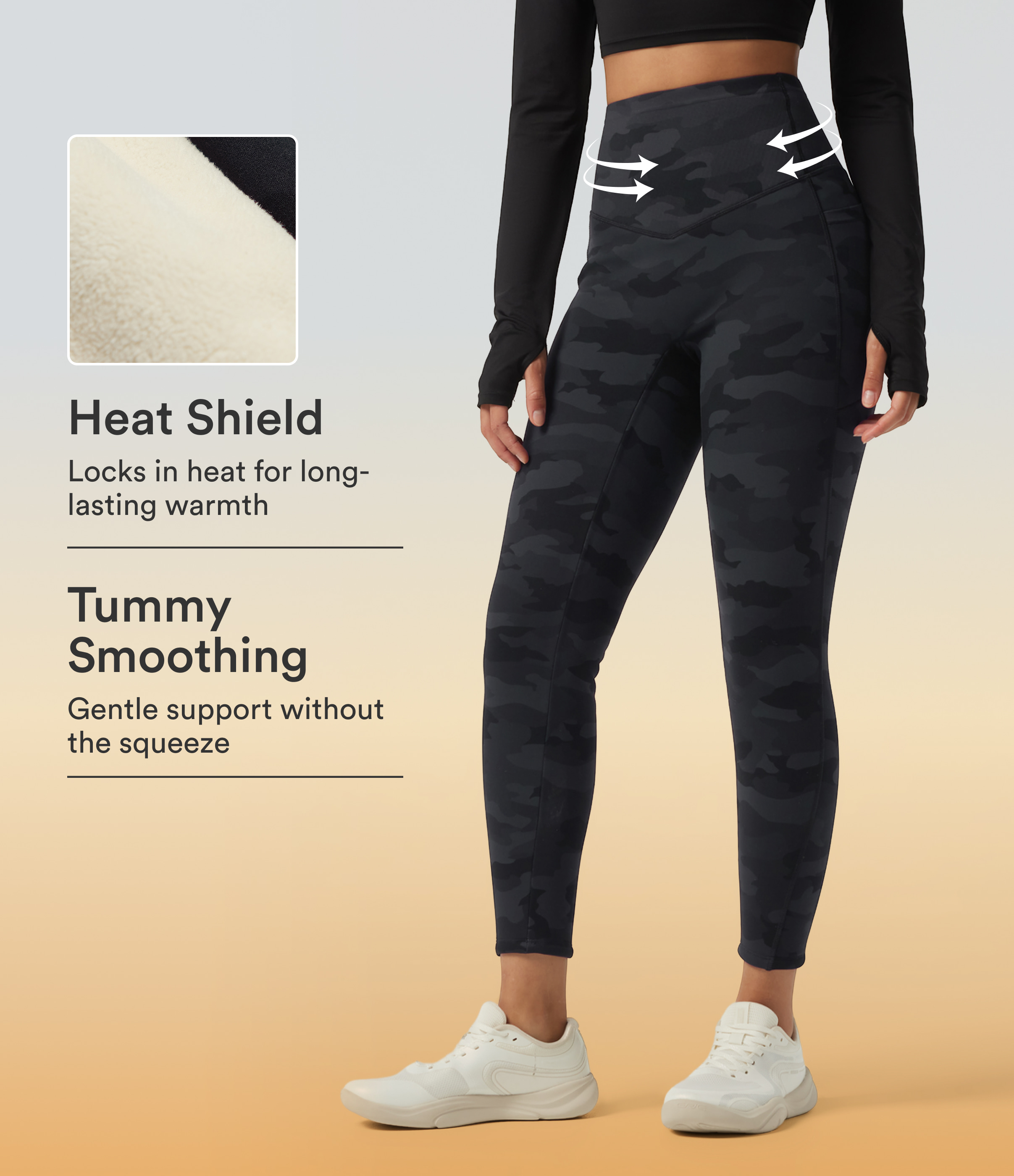 Halara UltraSculpt™ Extra Heat High Waisted Tummy Control Skinny Camo Fleece Workout Leggings with Pockets