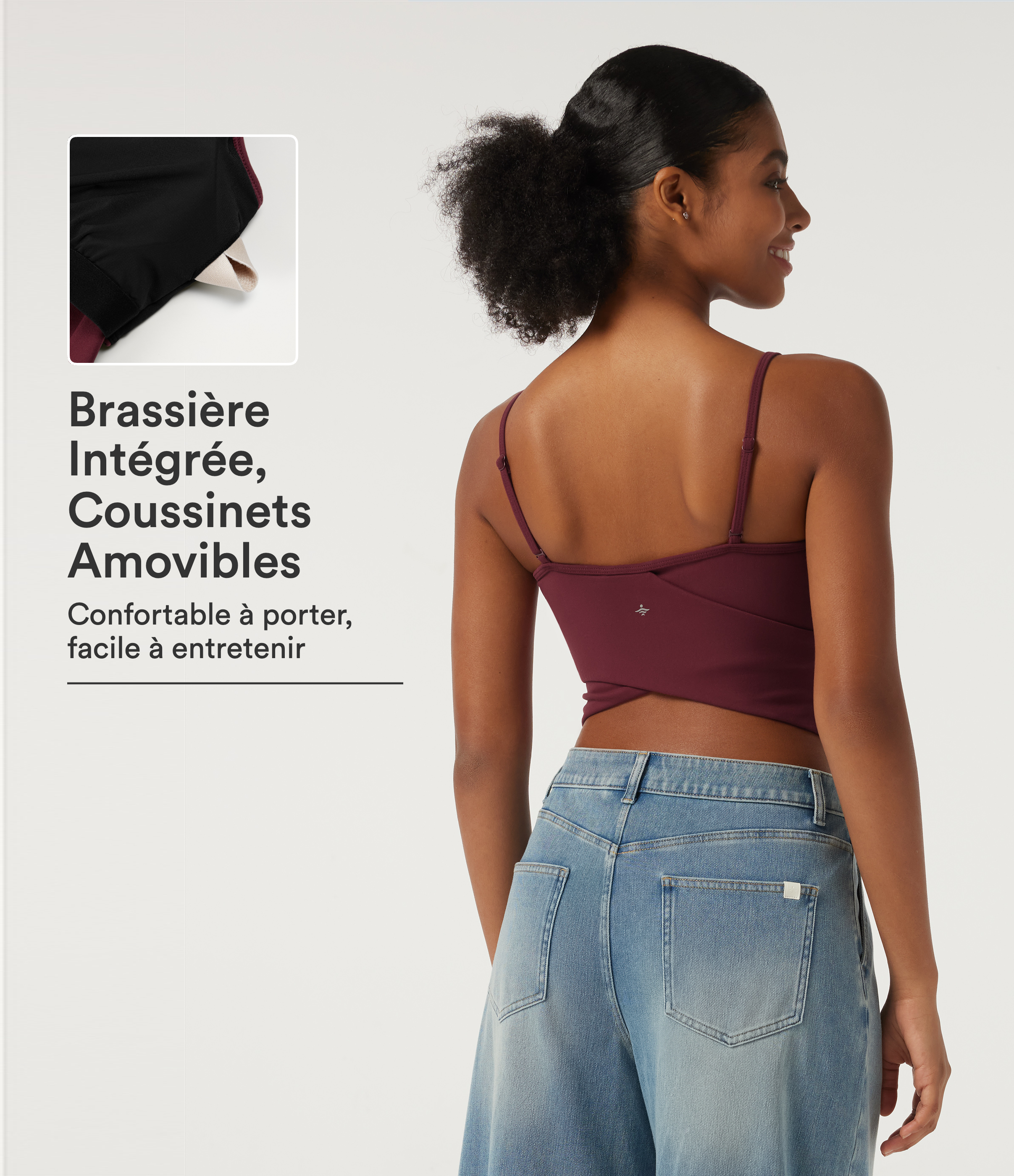 Débardeur caraco col rond avec brassière intégrée