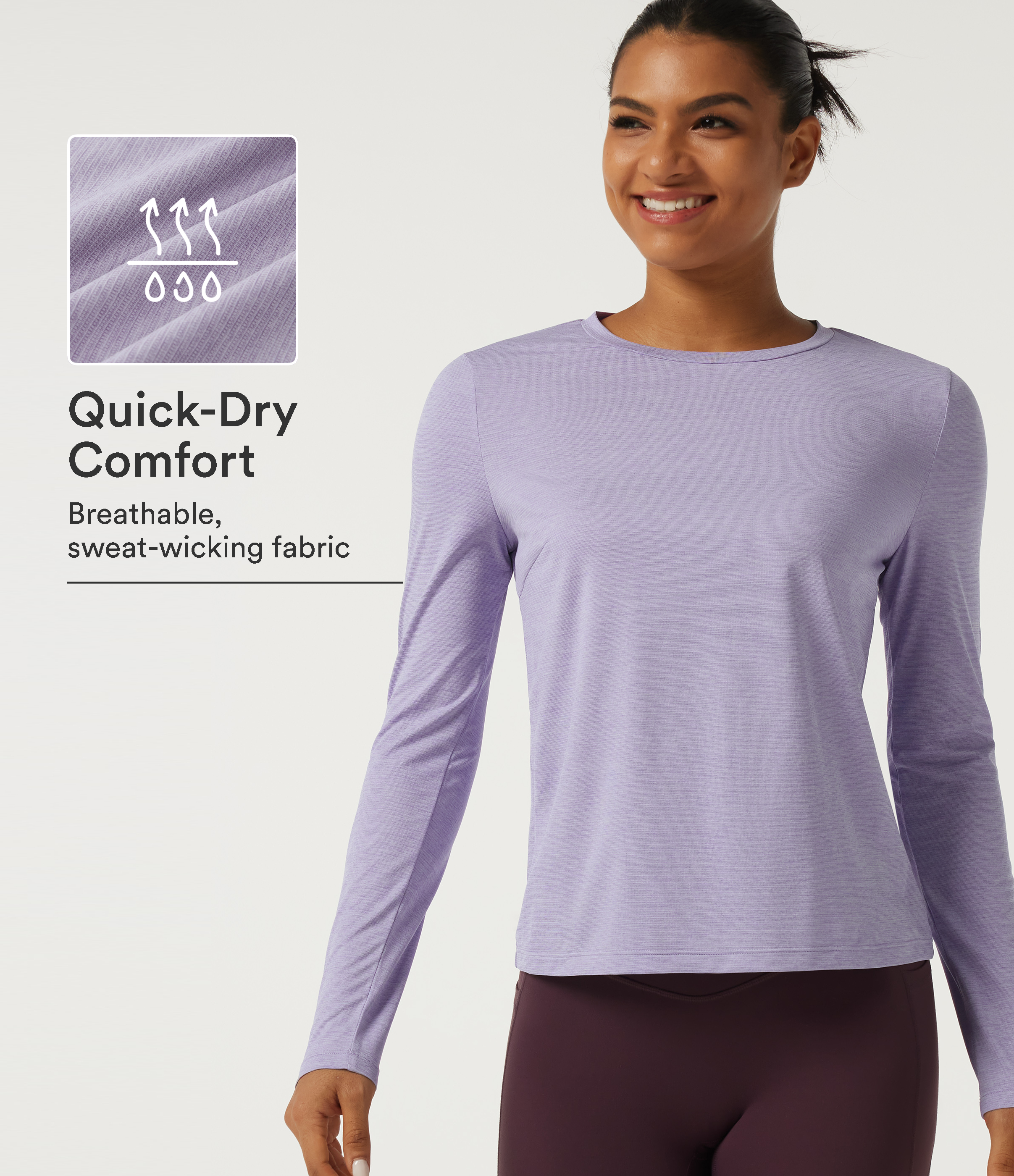 Round Neck Long Sleeve Quick Dry Yoga Top