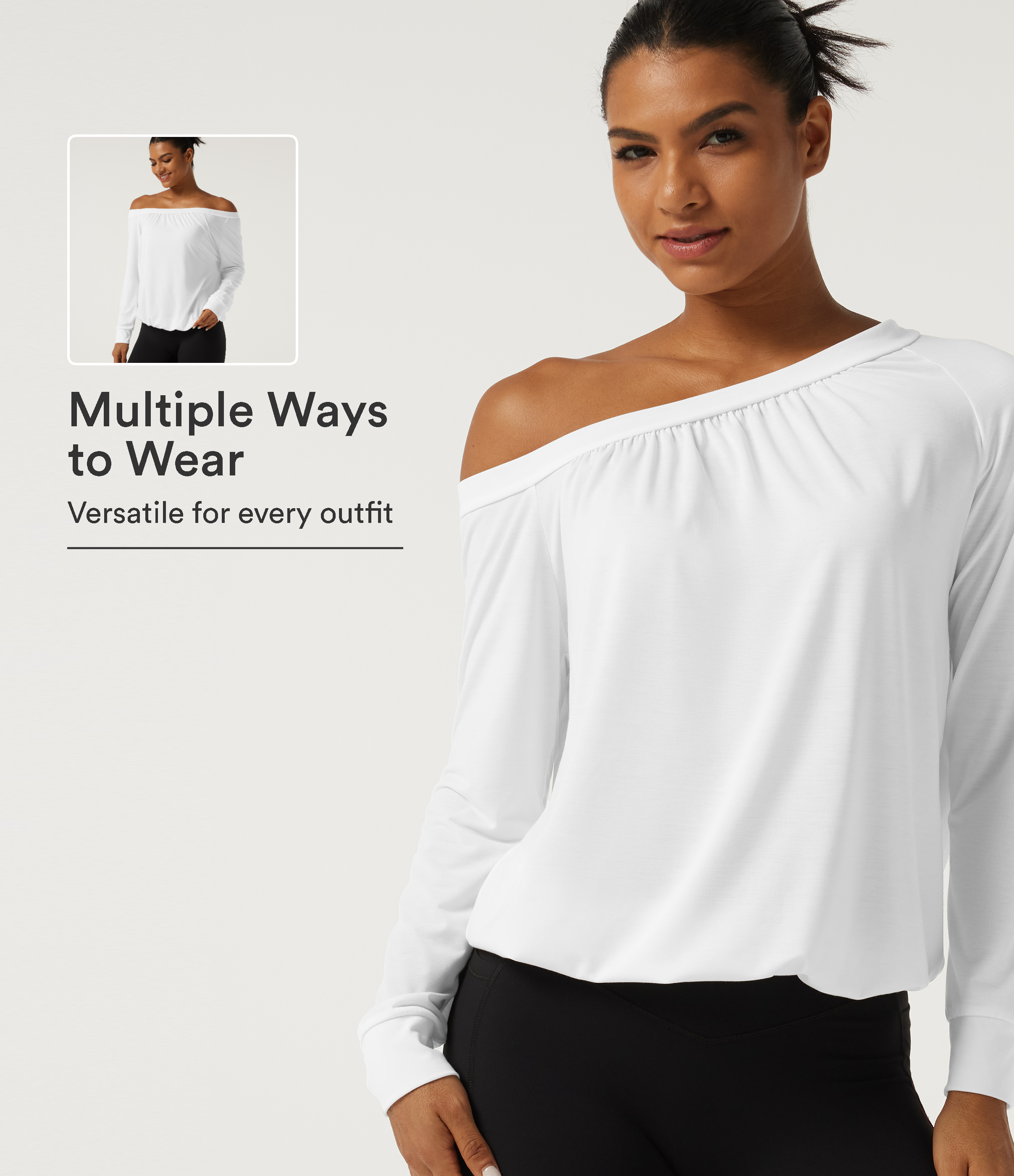 One Shoulder Long Sleeve Ruched Quick Dry Yoga Sports Top