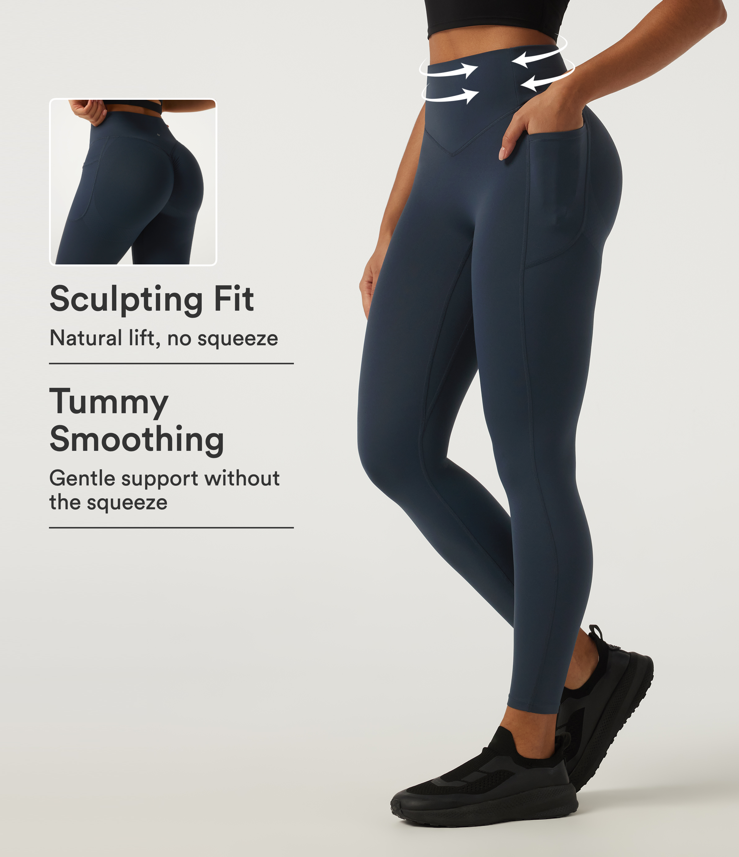 Halara UltraSculpt™ High-Waisted Trainingsleggings mit hohem Bund, bauchformend und mit Push-up-Effekt für den Po, mit Taschen
