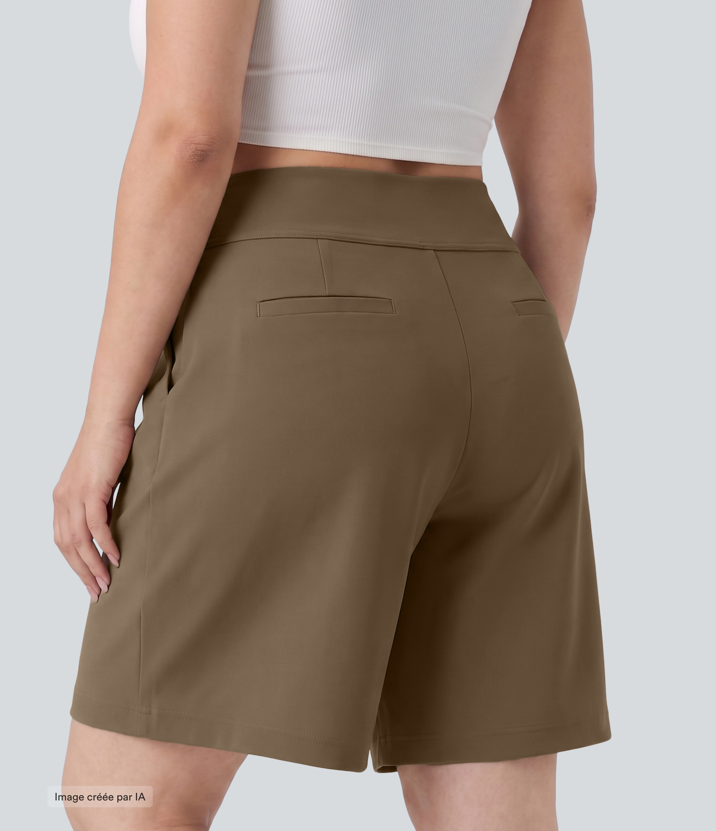 Sepia Bermuda de bureau grande taille DayStretch taille haute plissé, 25 cm avec poches / 2