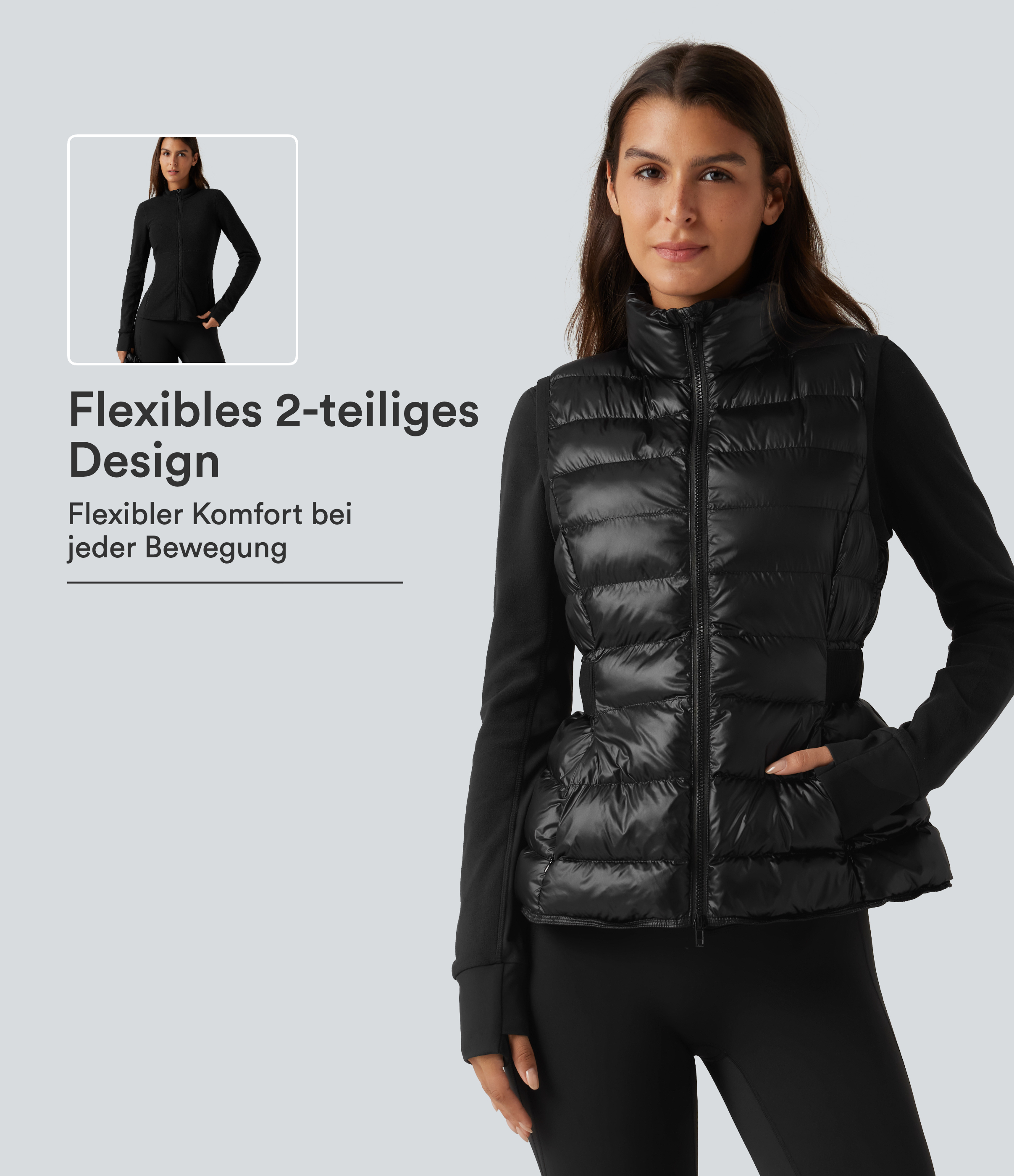 2-teiliges Trainingsset: Gefütterte Weste und Trainings-Jacke mit Seitentaschen