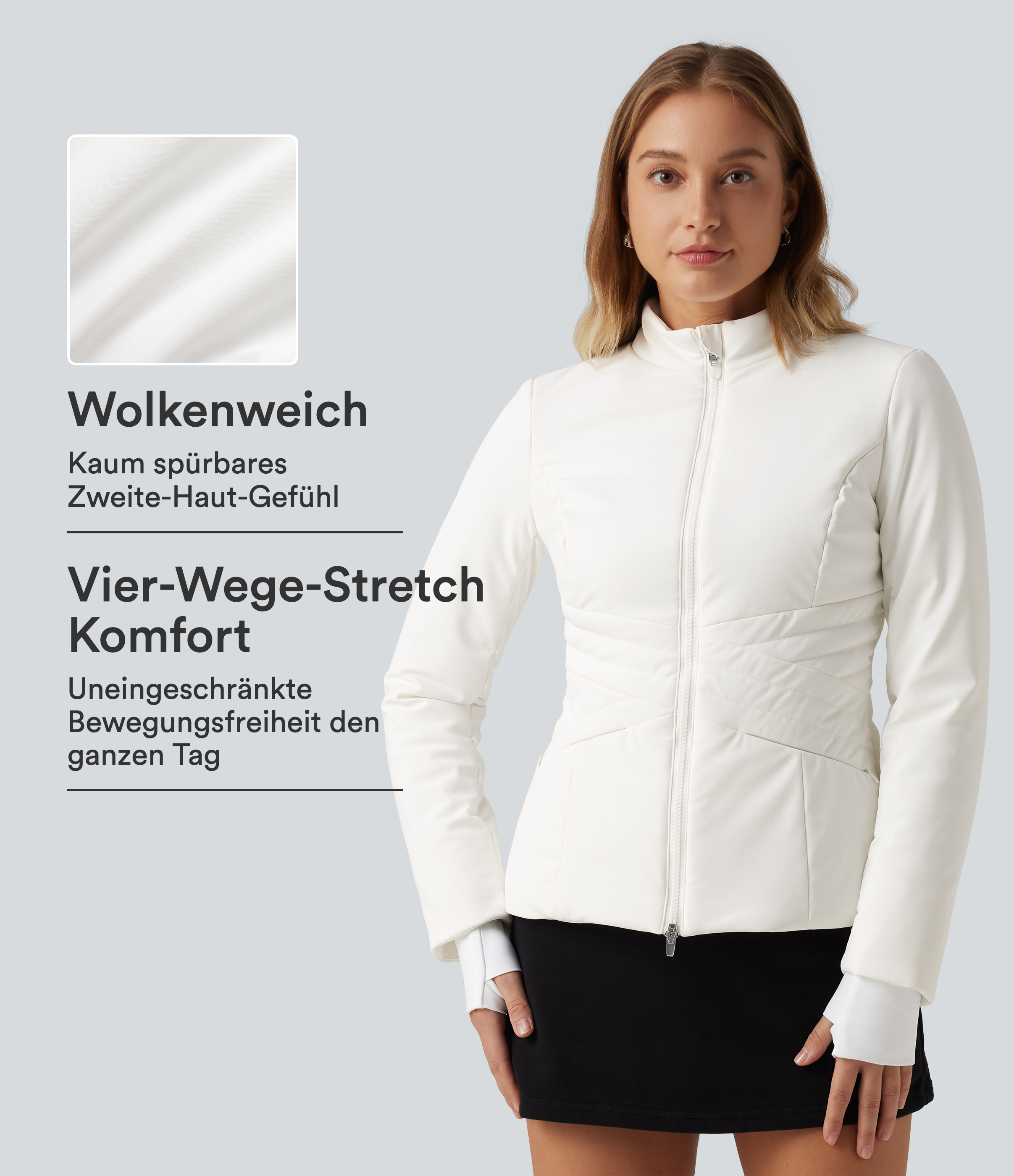 PuffFlex - Lässige, gefütterte Jacke mit Seitentaschen, langen Ärmeln und doppeltem Reißverschluss