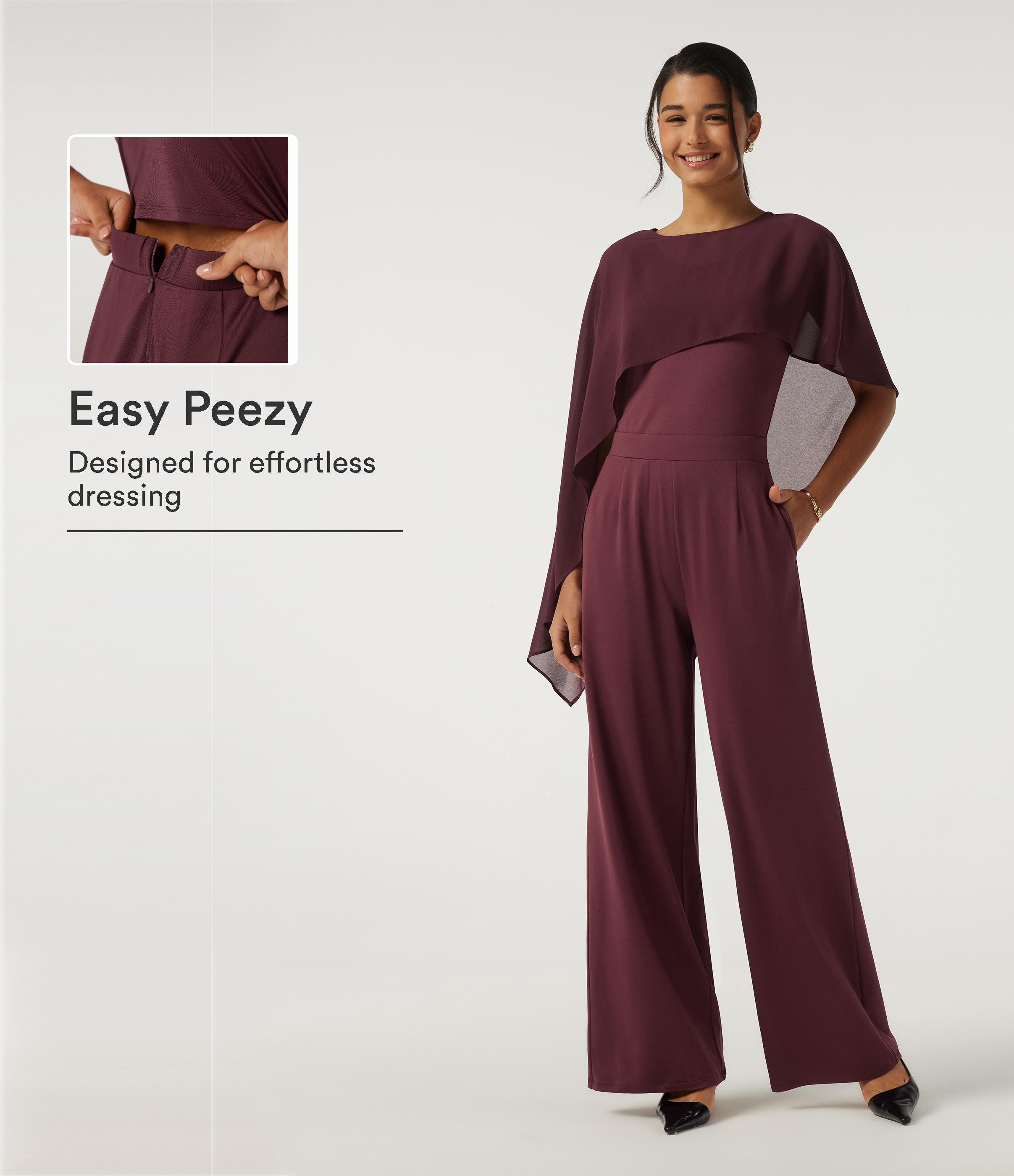 Round Neck Sleeveless Slim Wide Leg Asymmetric Party Jumpsuits with Pockets -Easy Peezy Edition