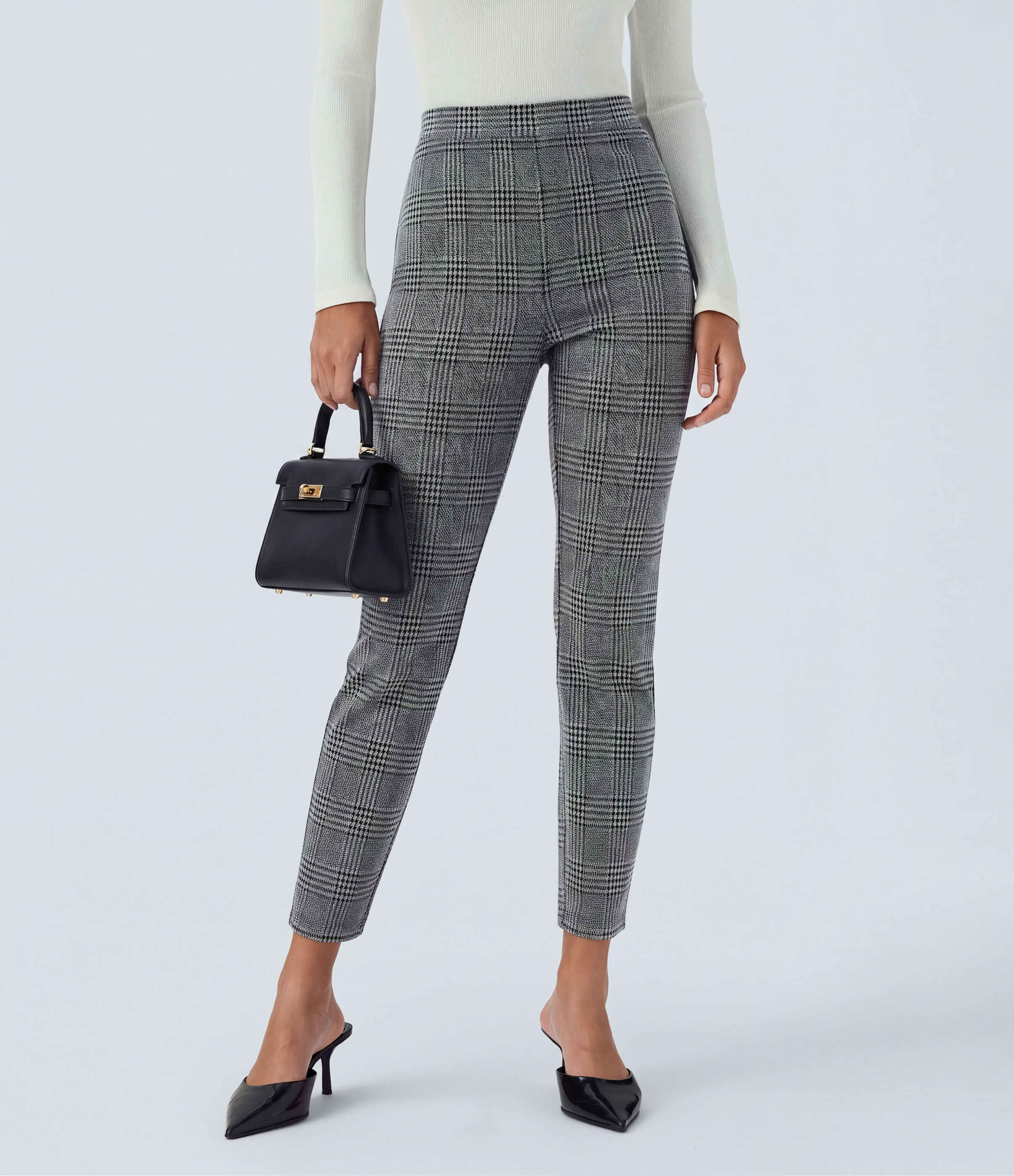 Halara Flex™ High Waisted Pocket Houndstooth Plaid Skinny Work Trousers