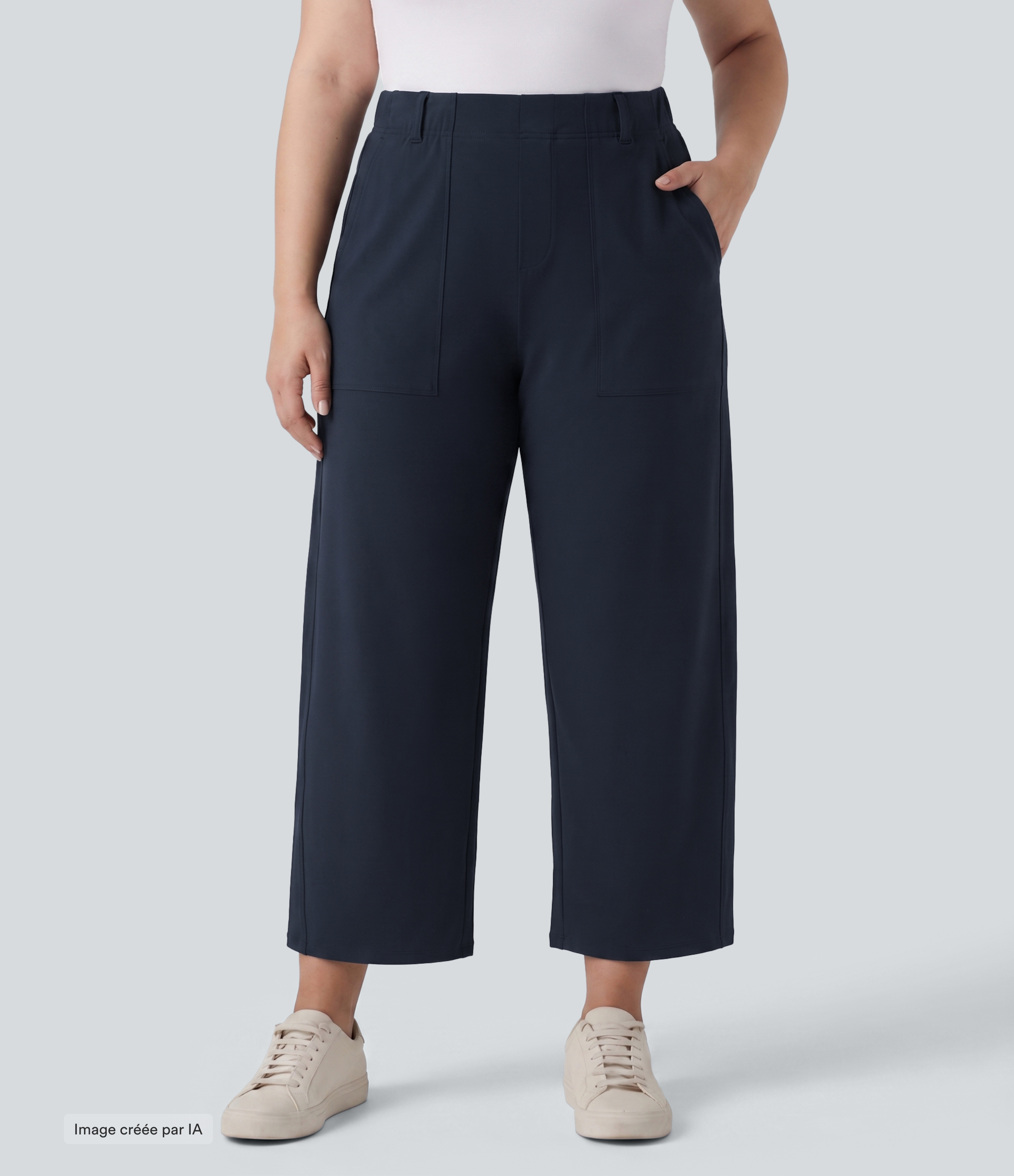 Pantalon grande taille DayStretch taille haute coupe barrel avec poches