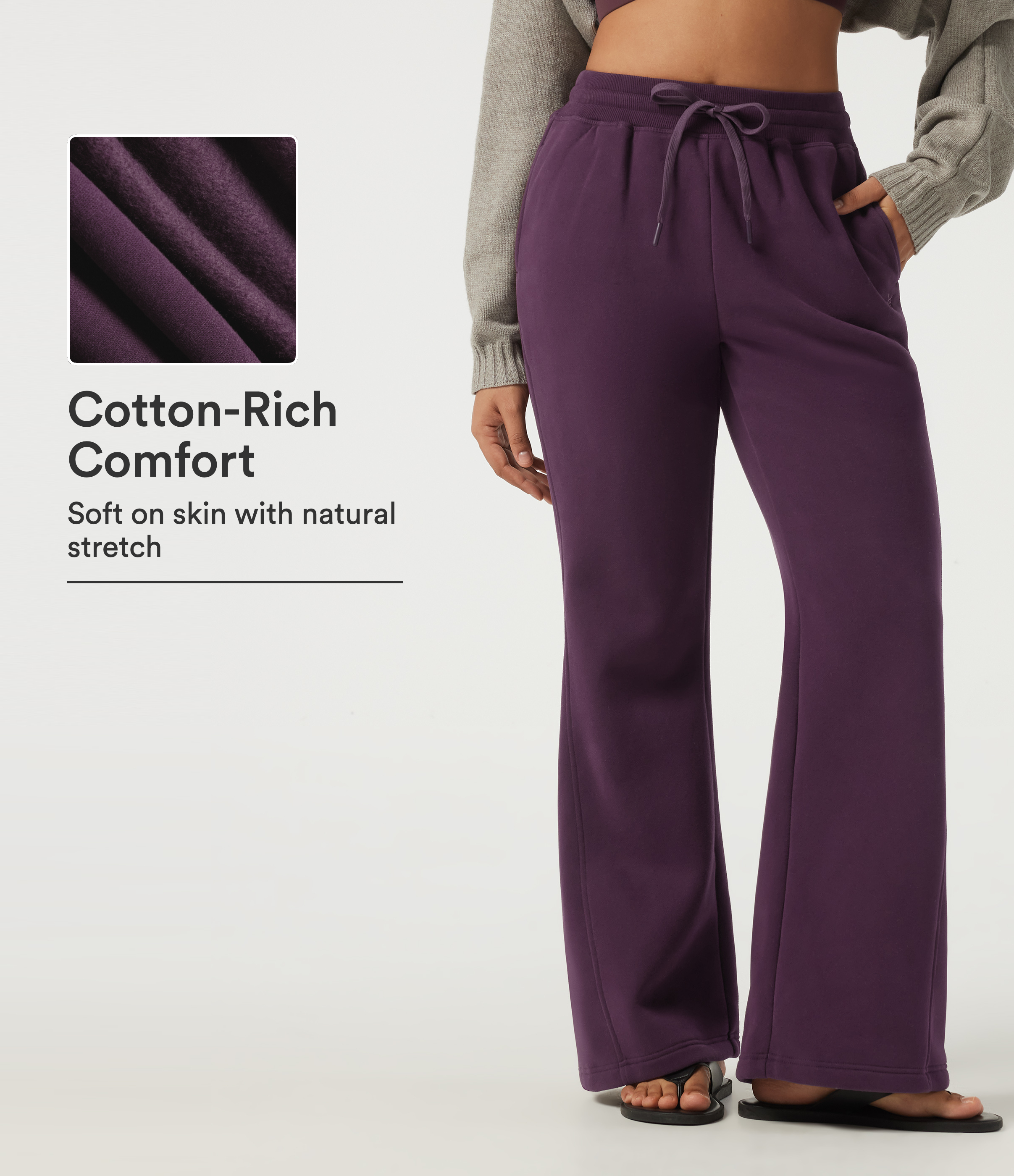 High Waisted Drawstring Baggy Fleece Casual Cotton Sweatpants with Pockets