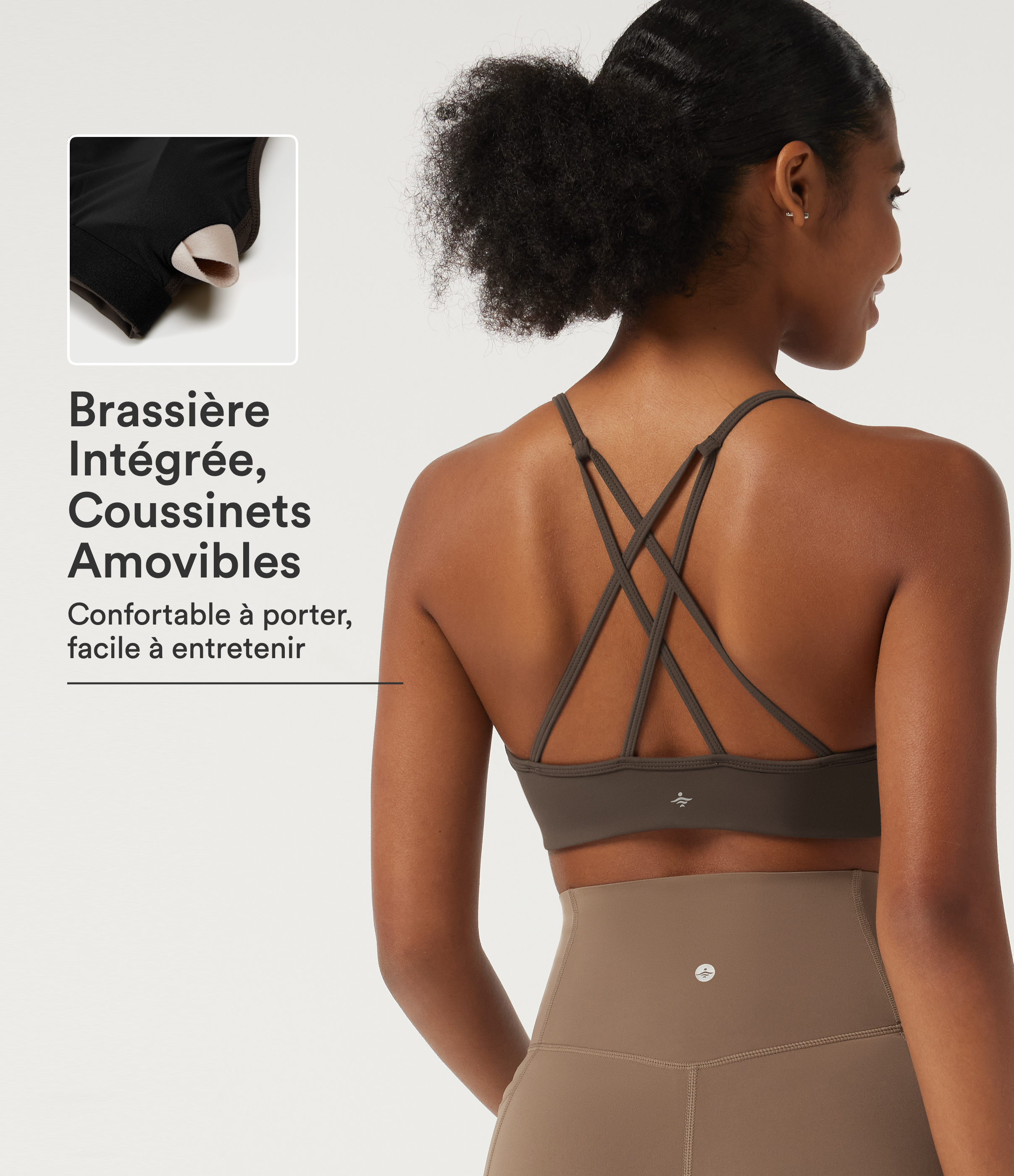 Chocolate Martini Brassière de yoga SoftlyZero™ Plush à maintien léger, col U froncé avec brassière intégrée / 1