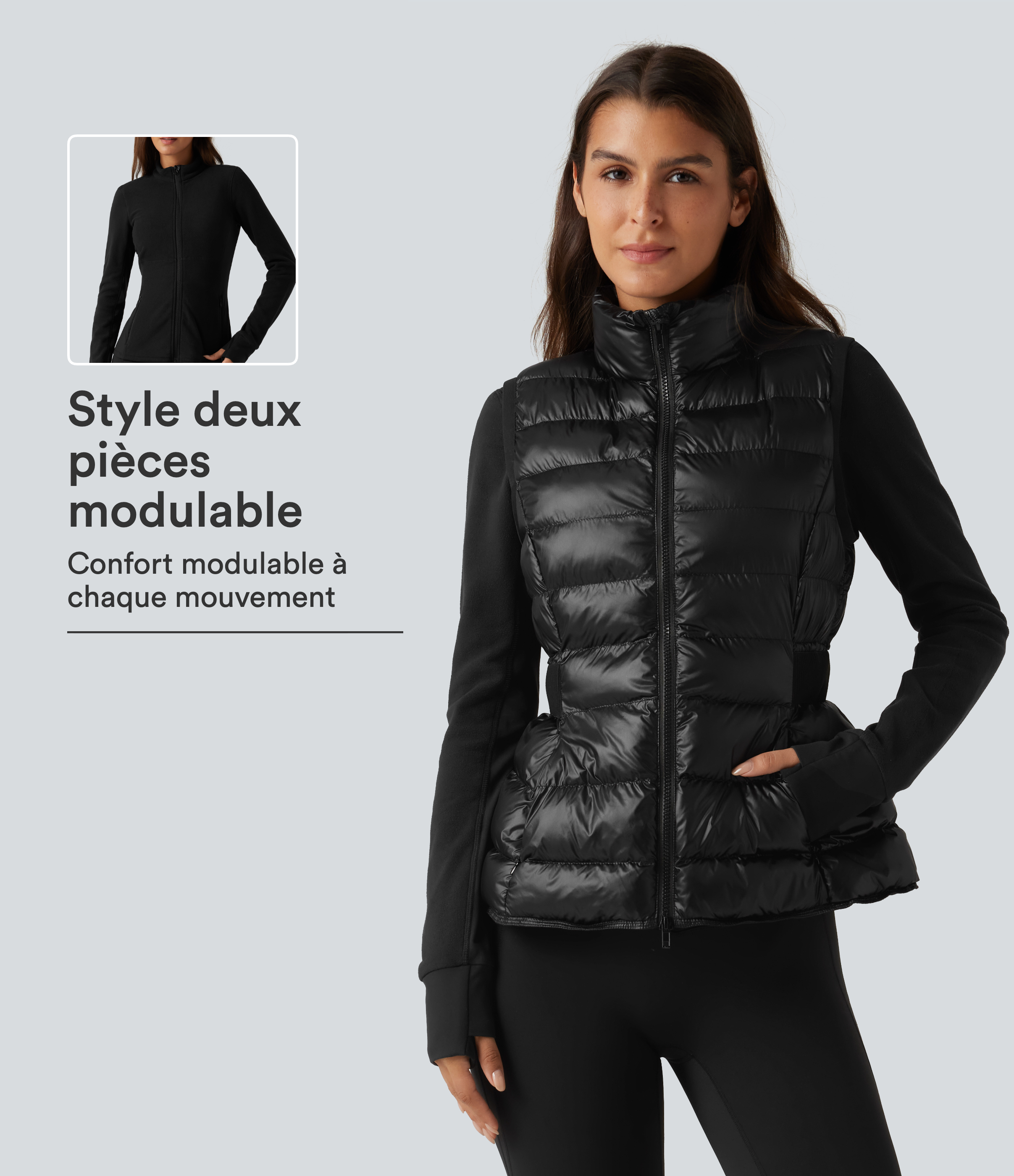 Signature Ink Black Ensemble de sport 2 pièces : doudoune sans manches et veste avec poches / 1