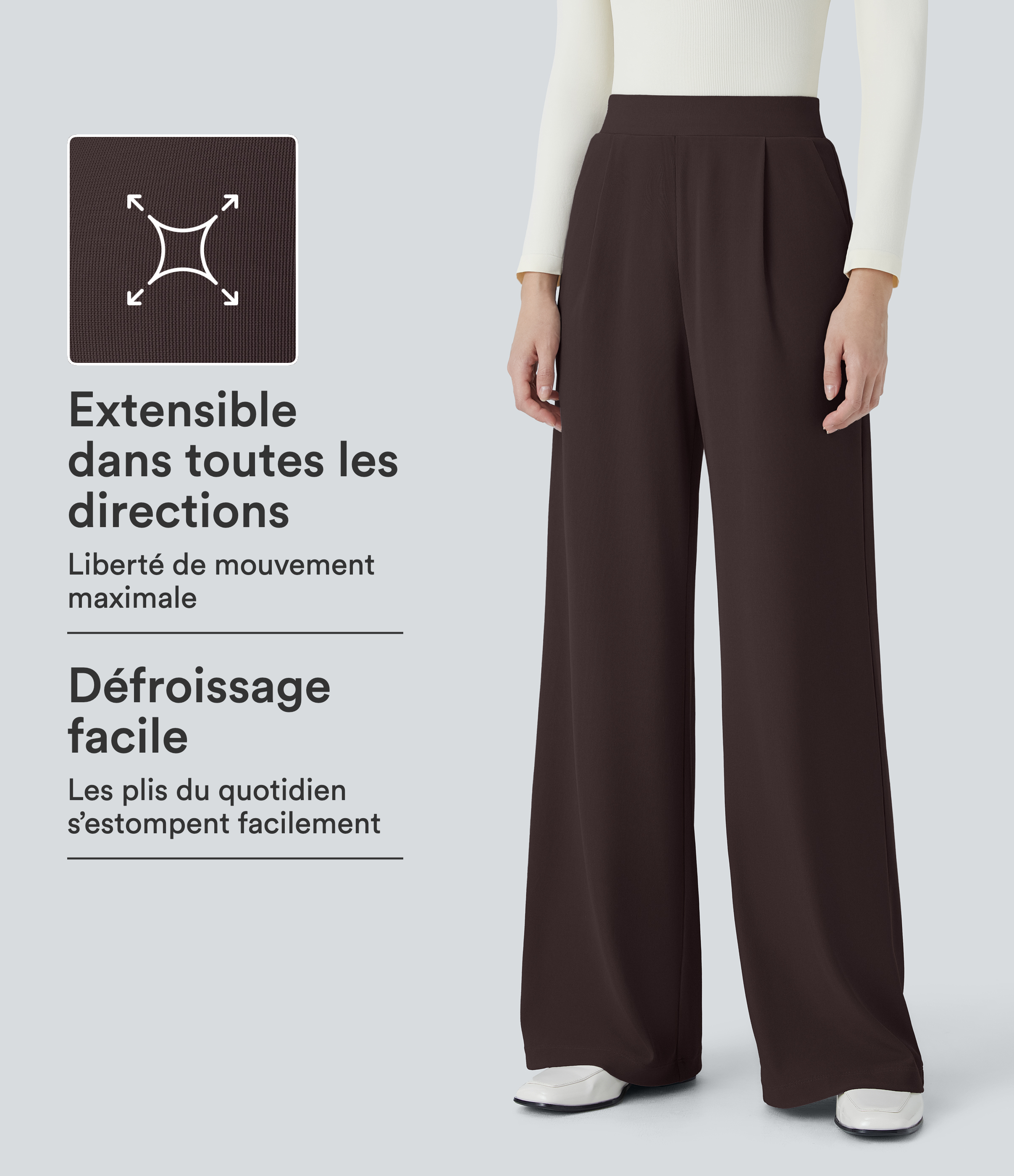Halara Flex™ Pantalon Tailleur Évasé à Taille Haute Sculptant la Silhouette avec Poches Latérales Micro Waffle