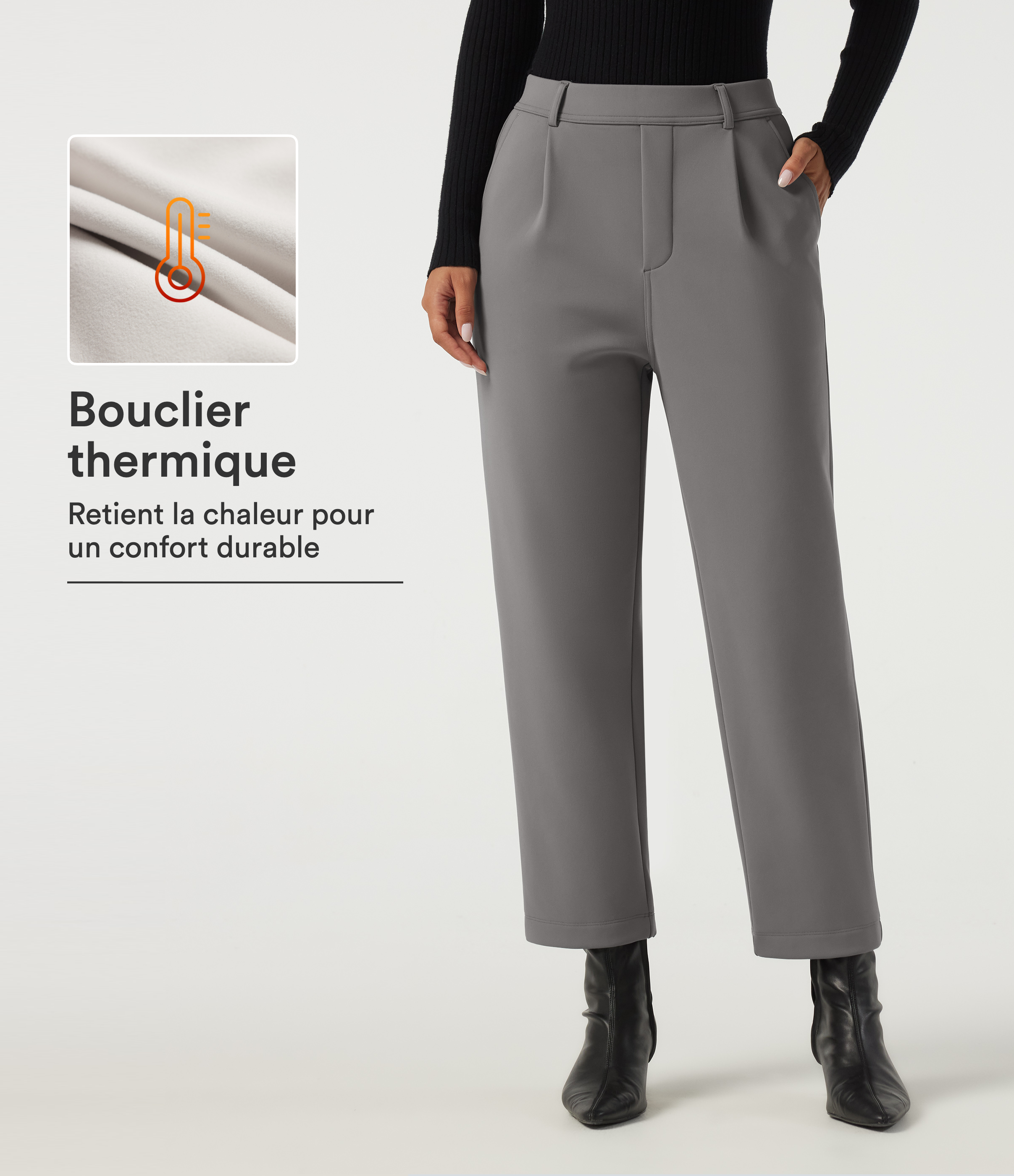 Silent Storm Pantalon de bureau fuselé taille haute avec poches / 1