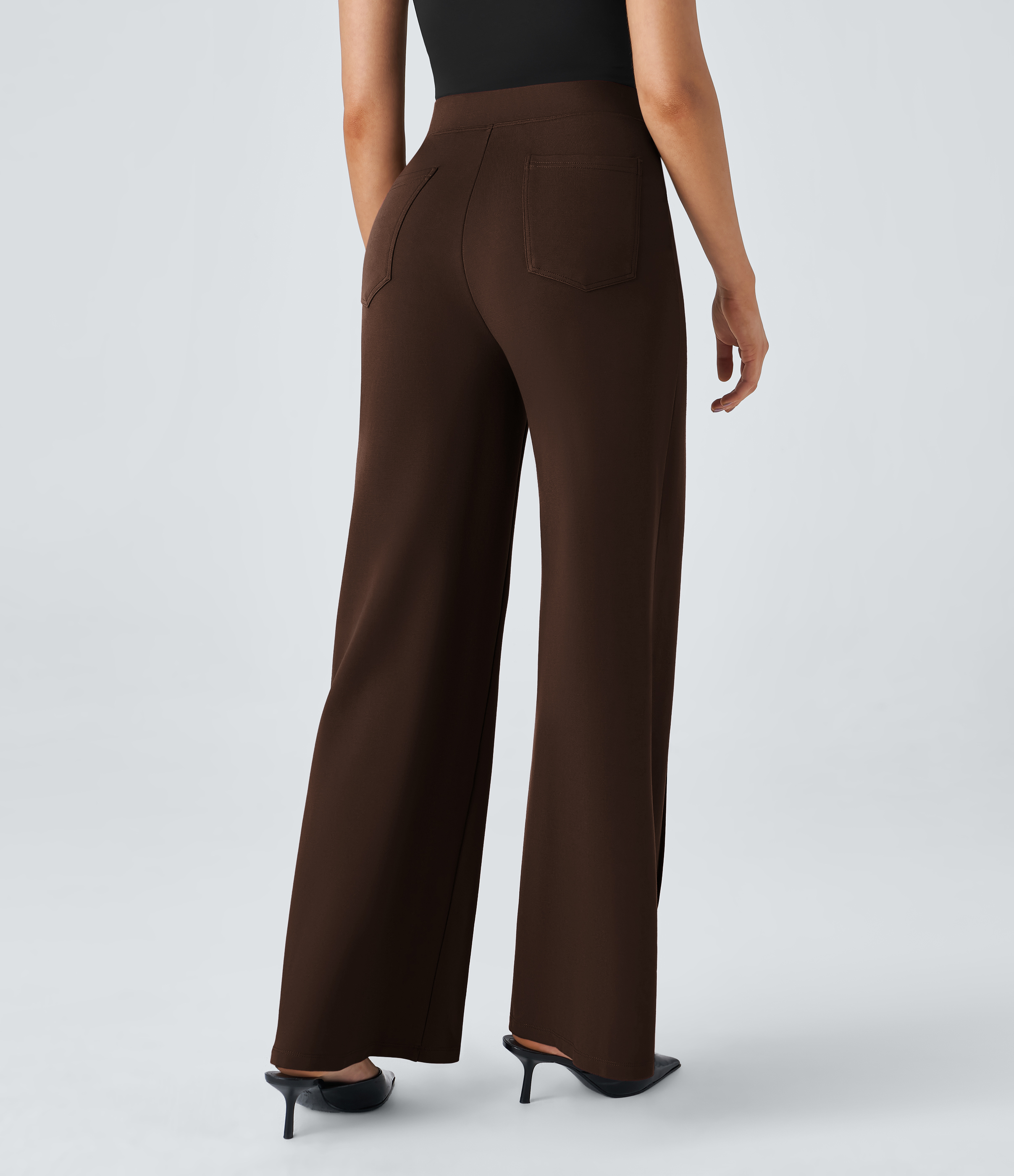 Autumn Flame Pantalon de travail taille haute à jambes larges avec poches / 2