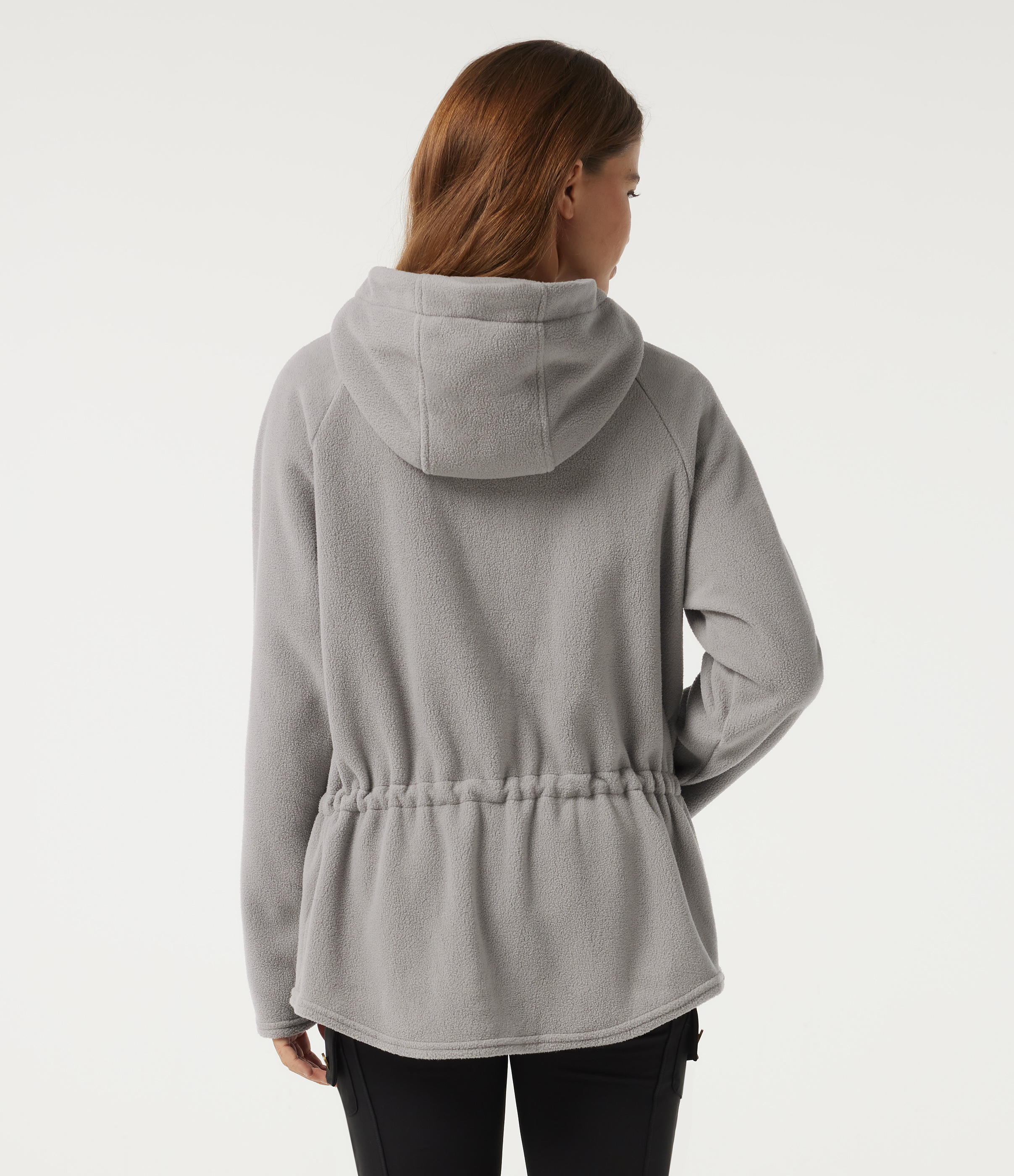 Gray Daze Chaqueta casual de forro polar con capucha, mangas largas, cordón, dobladillo curvo y bolsillos. / 2