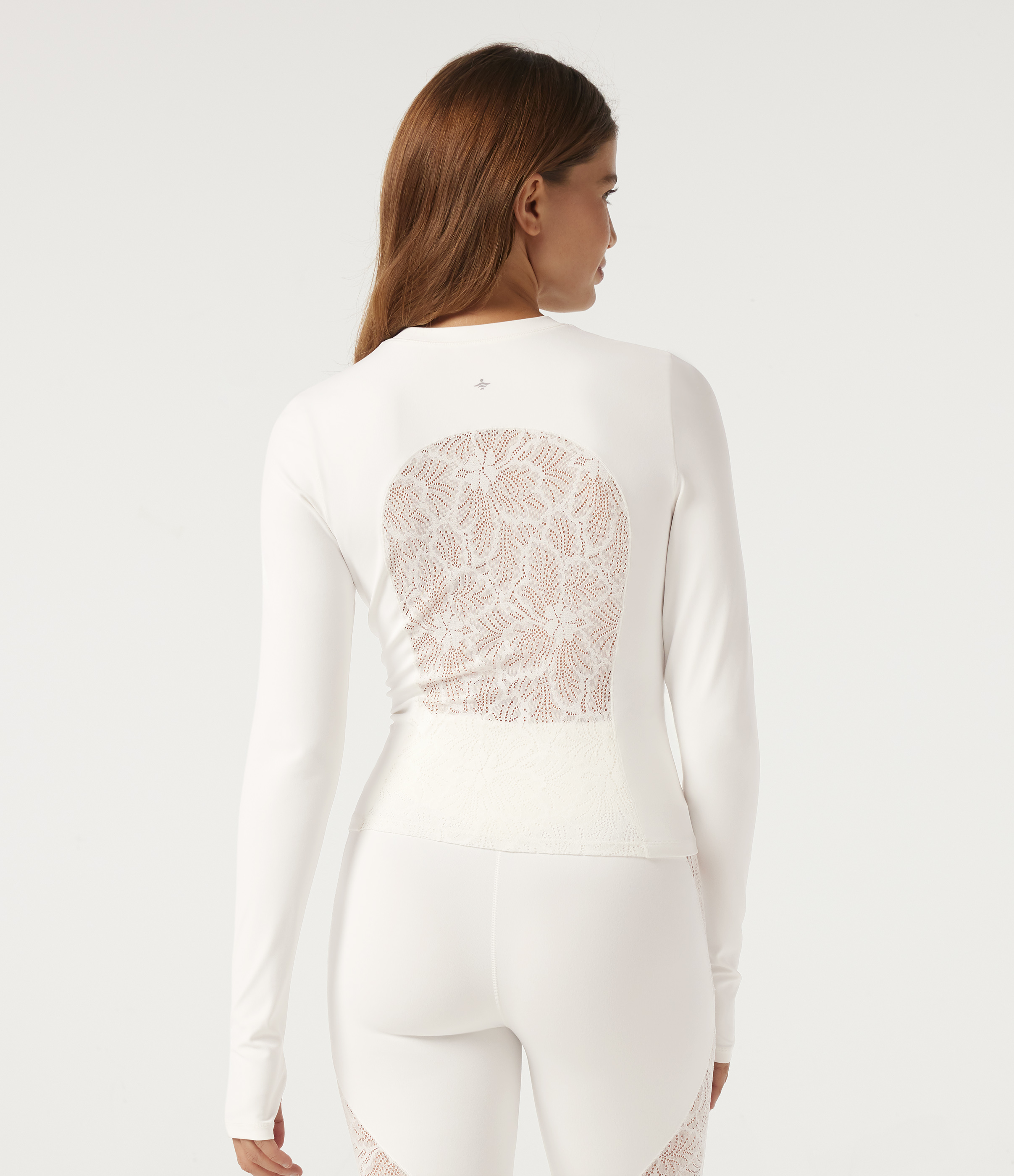 SoftlyZero™ Round Neck Long Sleeve Contrast Mesh Yoga Sports Top with Thumbholes