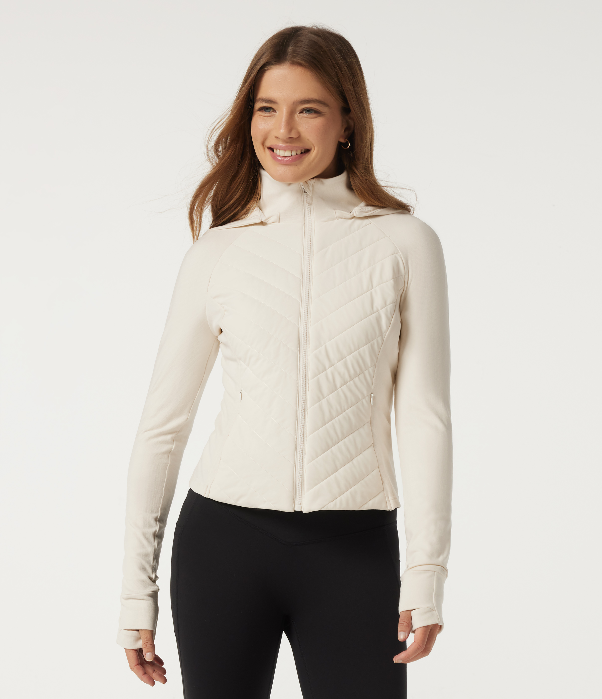 PuffFlex Wrinkle Recovery Hooded Quilted Casual Padded Jacket with Pockets and Thumbholes