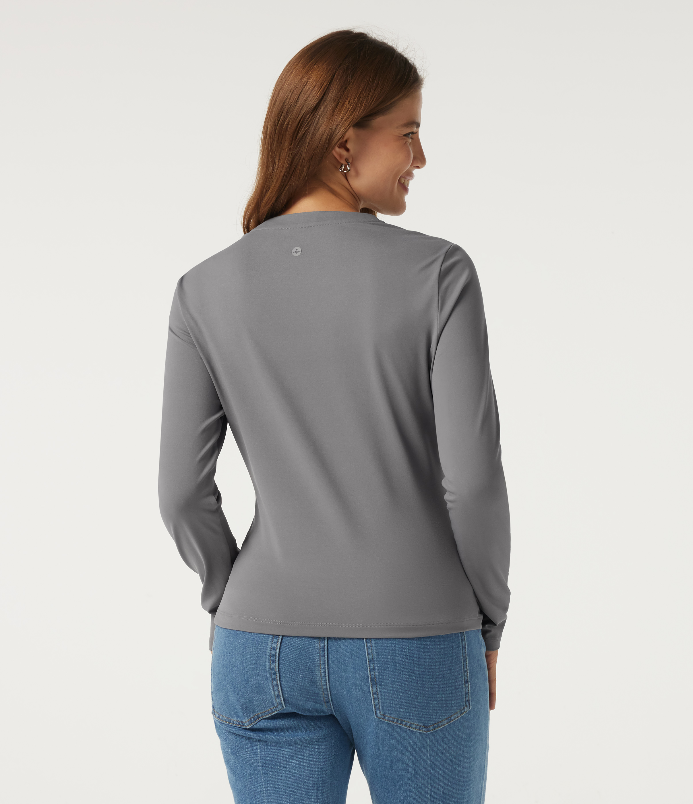 Ultimate Gray V Neck Long Sleeve Ruched Casual Top / 2
