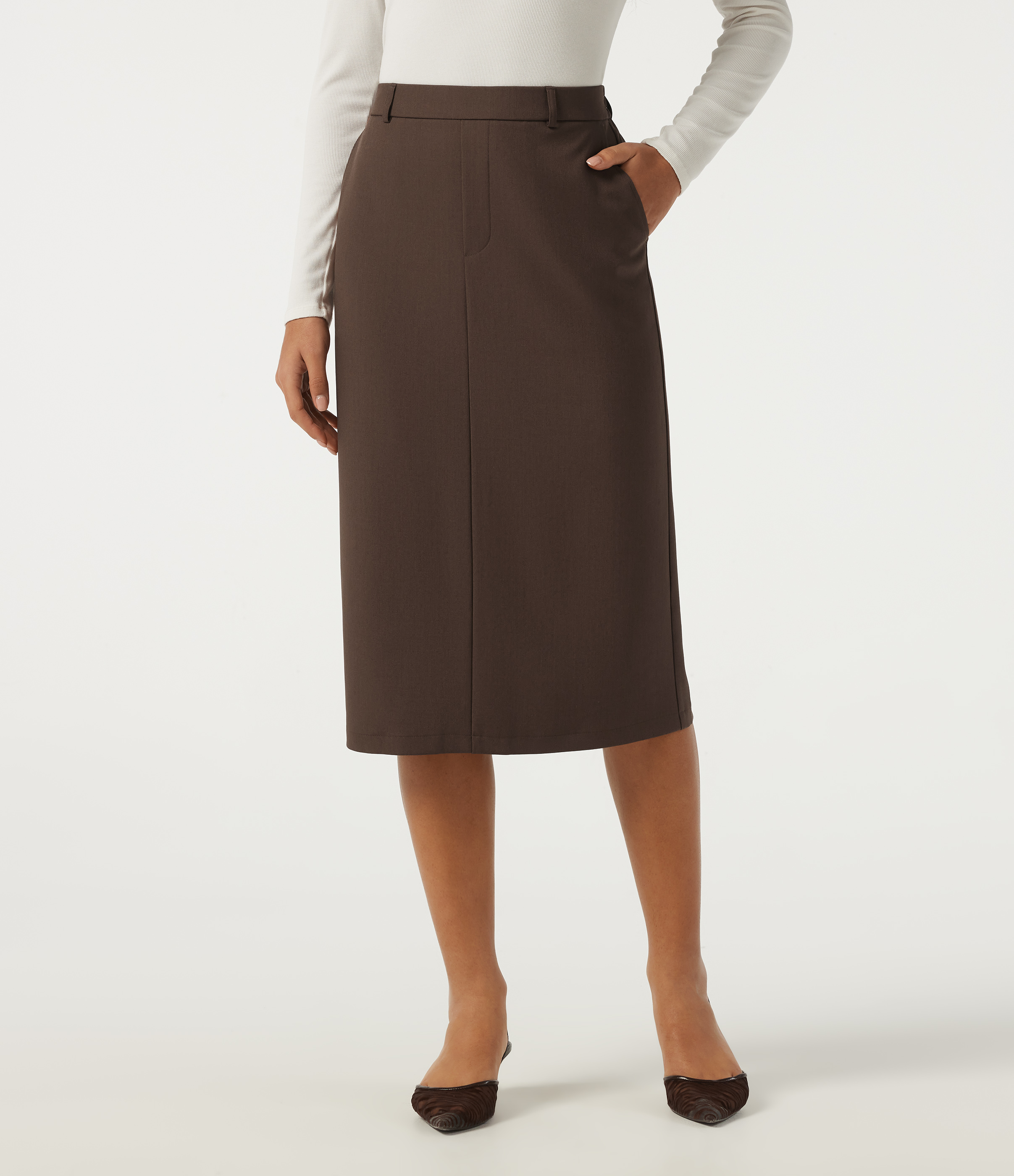 High Waisted Work Midi Blazer Skirt with Pockets