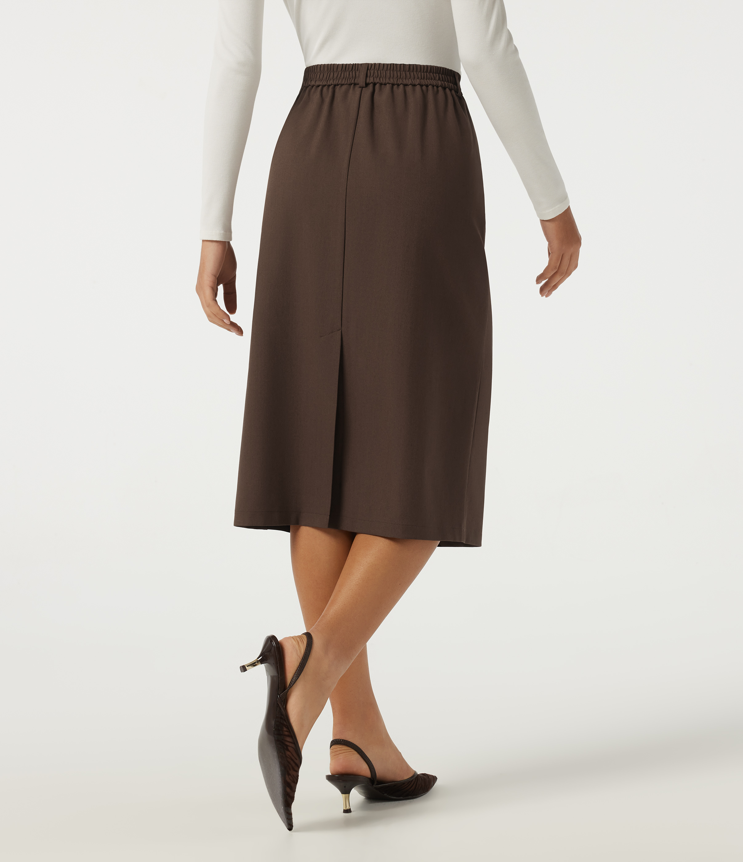 Chestnut Falda blazer midi de talle alto para trabajo con bolsillos / 2