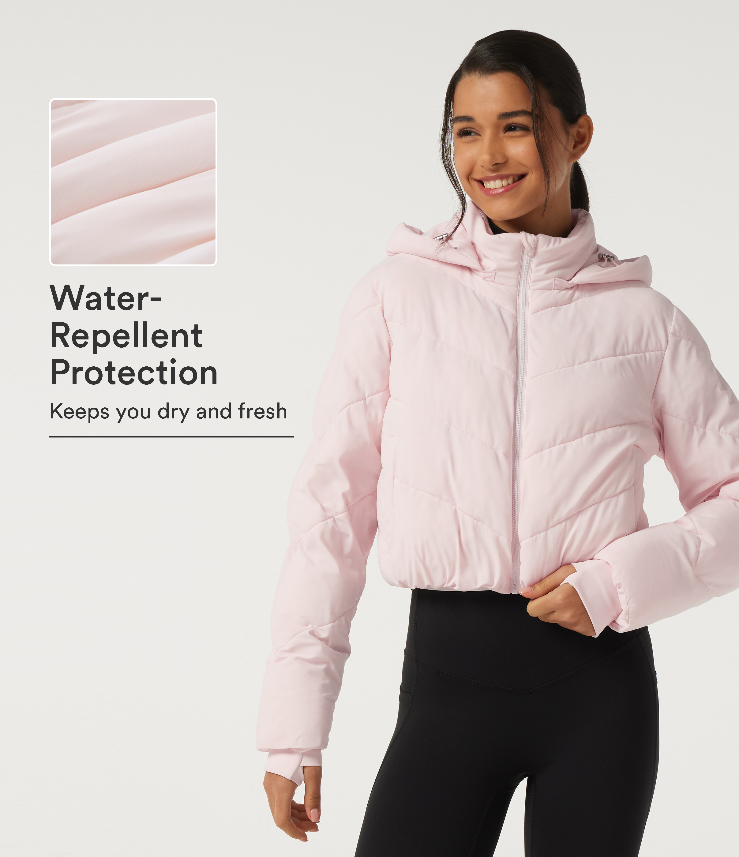 PuffFlex giacca imbottita casual con cappuccio, maniche lunghe e tasche