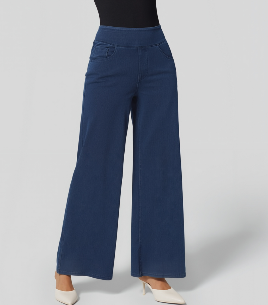 Halara Flex™ High Waisted Pockets Baggy Wide Leg Washed Casual Jeans