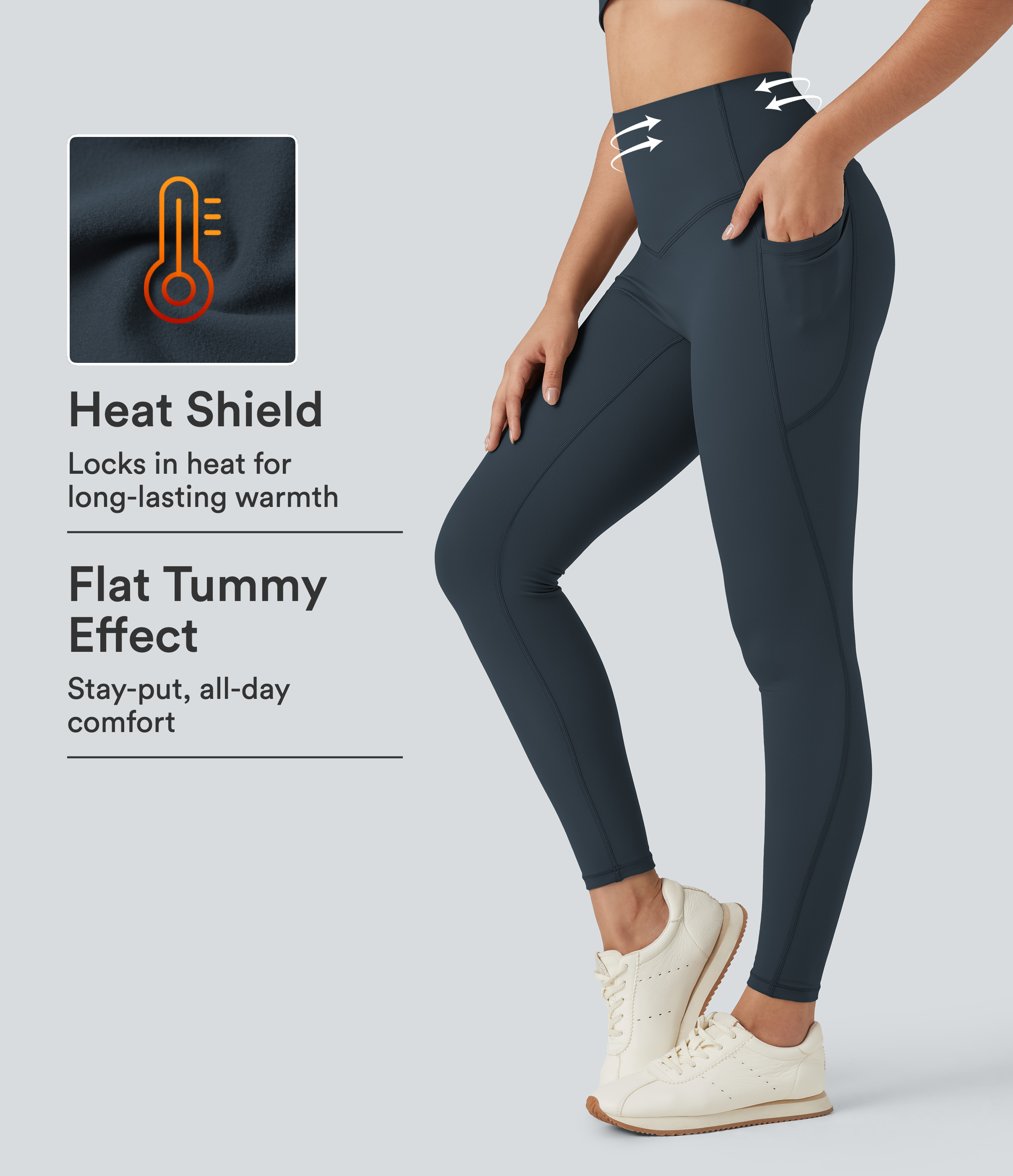 Halara Ultrasculpt™ Heat High Waisted Tummy Control Fleece Yoga Leggings with Pockets