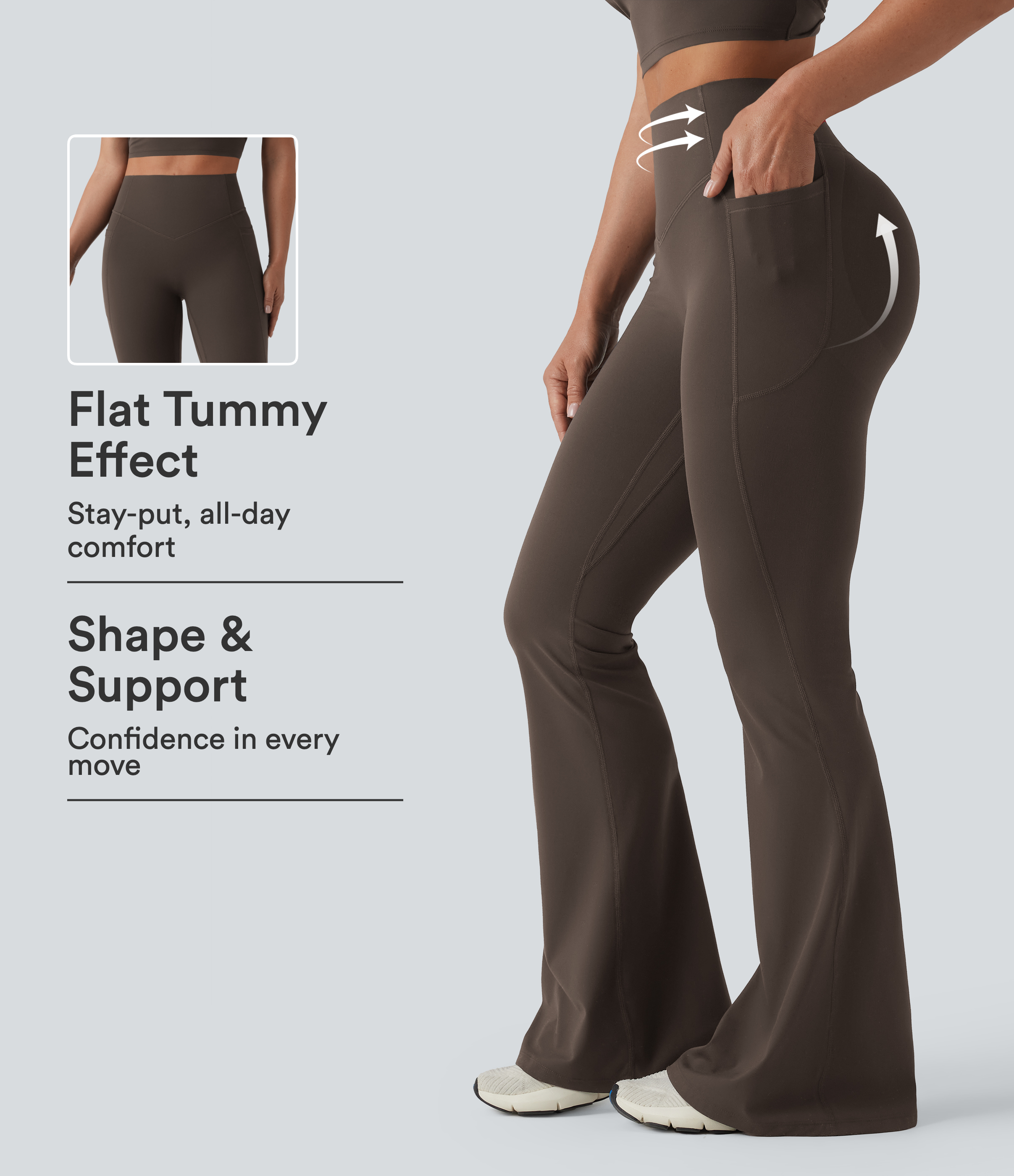 Halara UltraSculpt™ High Waisted Scrunch Butt Lifting Tummy Control Shaping Yoga Flare Leggings with Pockets