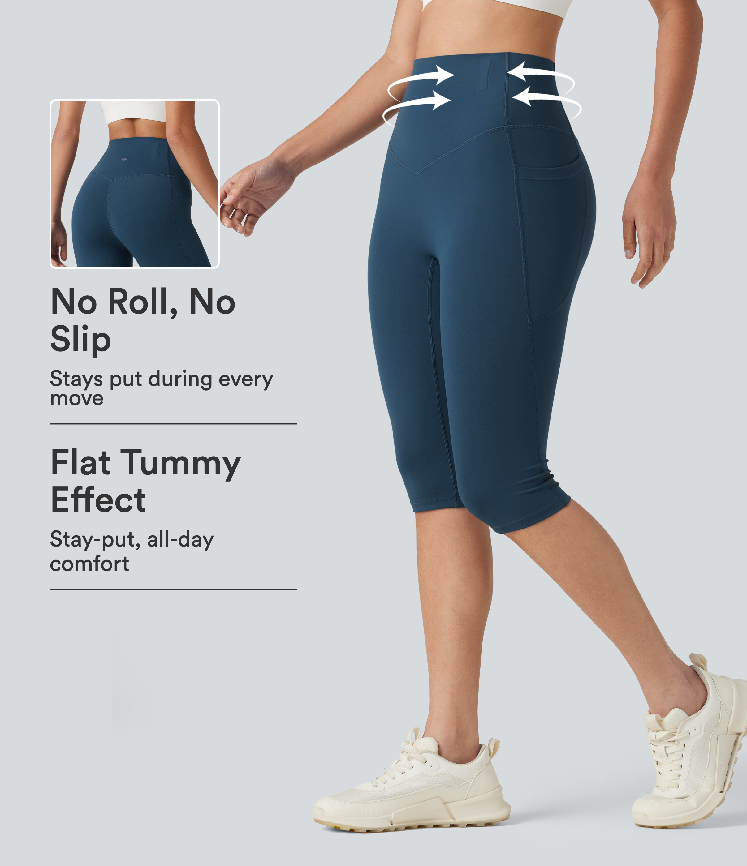Halara UltraSculpt™ High Waisted Anti-Roll Tummy Control Shaping Workout Pedal Pushers Leggings with Pockets