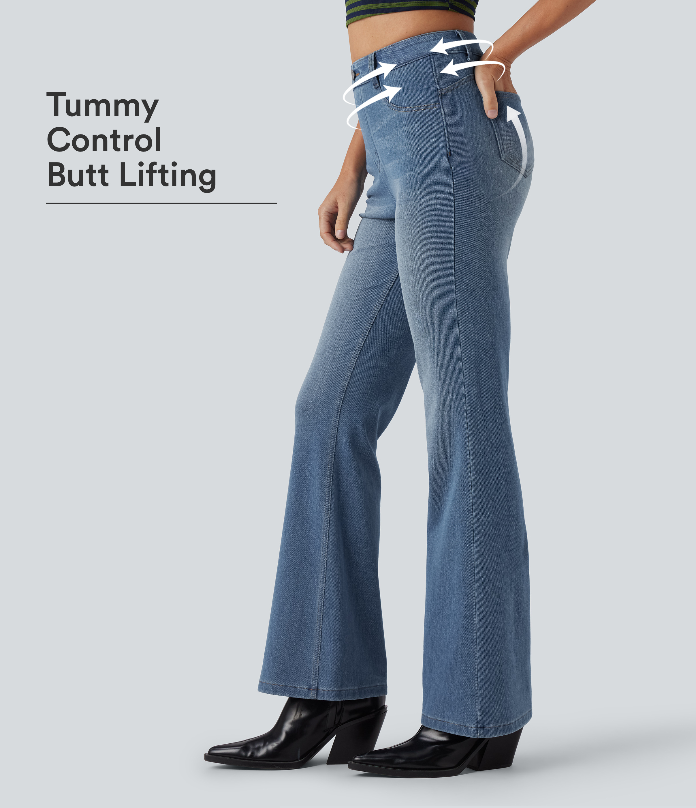 Halara Flex™ High Waisted Shaping Tummy Control Butt Lifting Denim Casual Bootcut Leggings with Pockets
