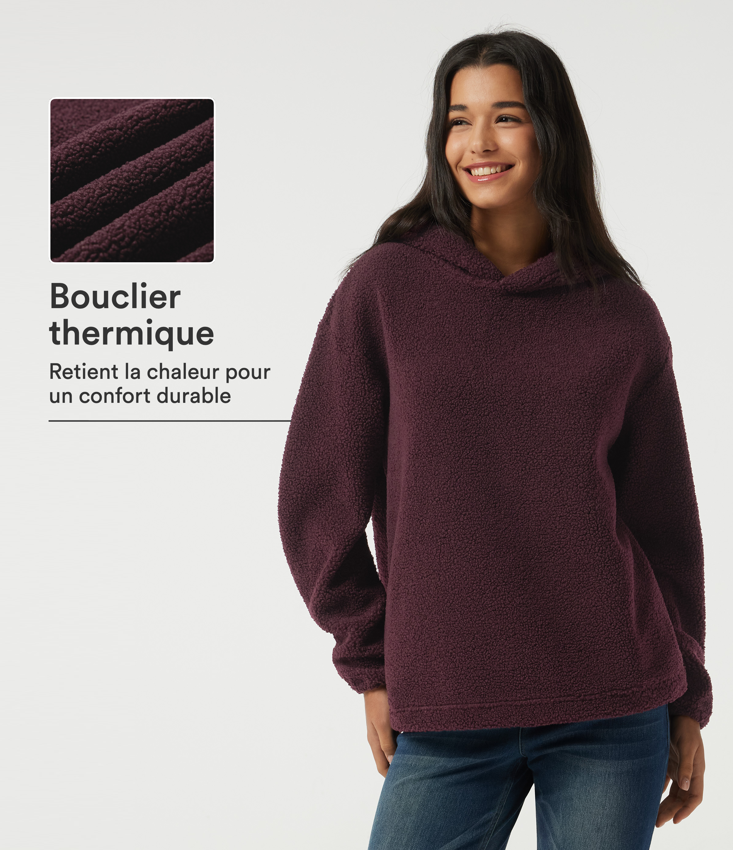 Sweat à capuche en polaire à manches longues avec poches