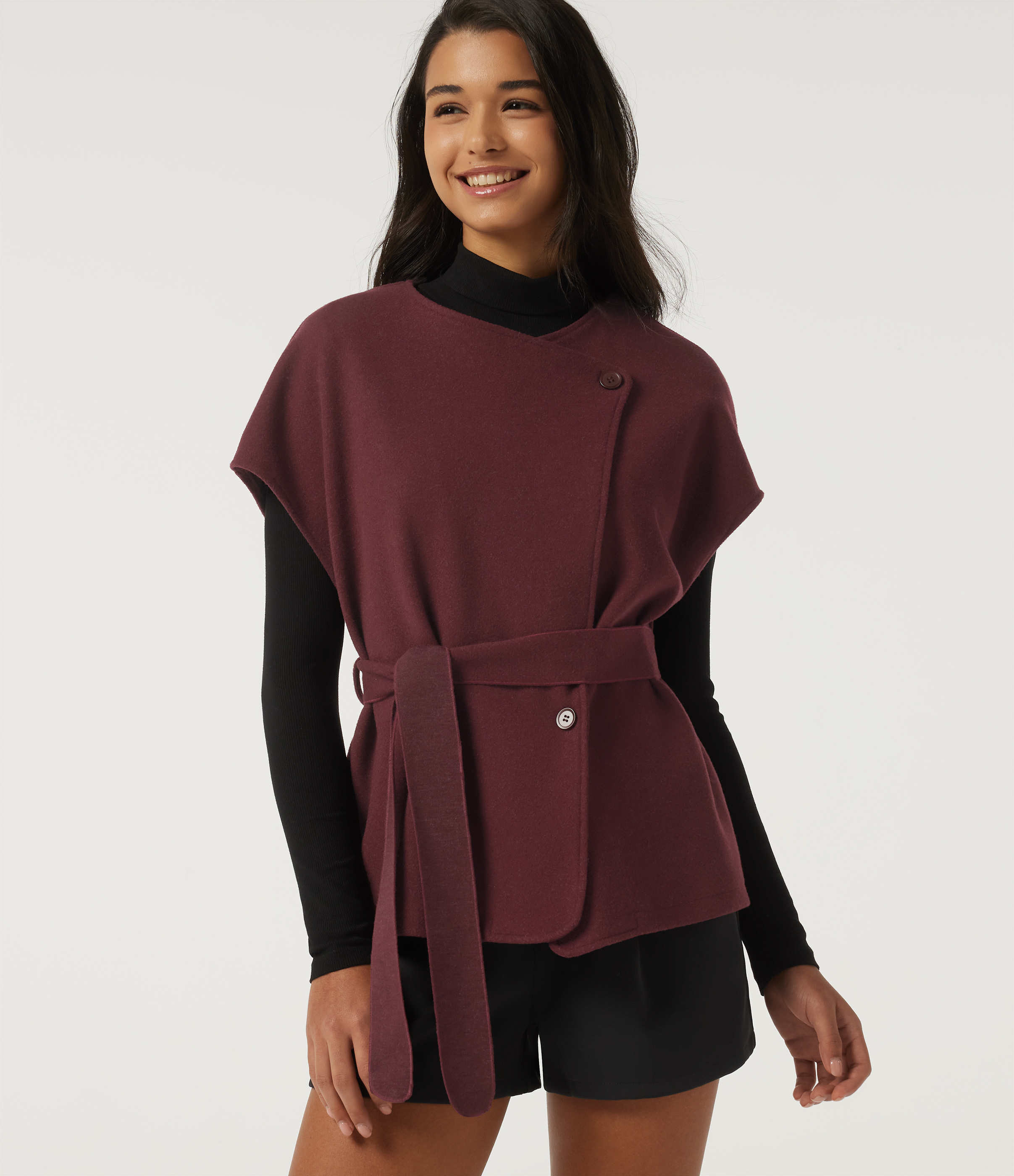 Open Front Tie Side Short Sleeve Work Coat Vest
