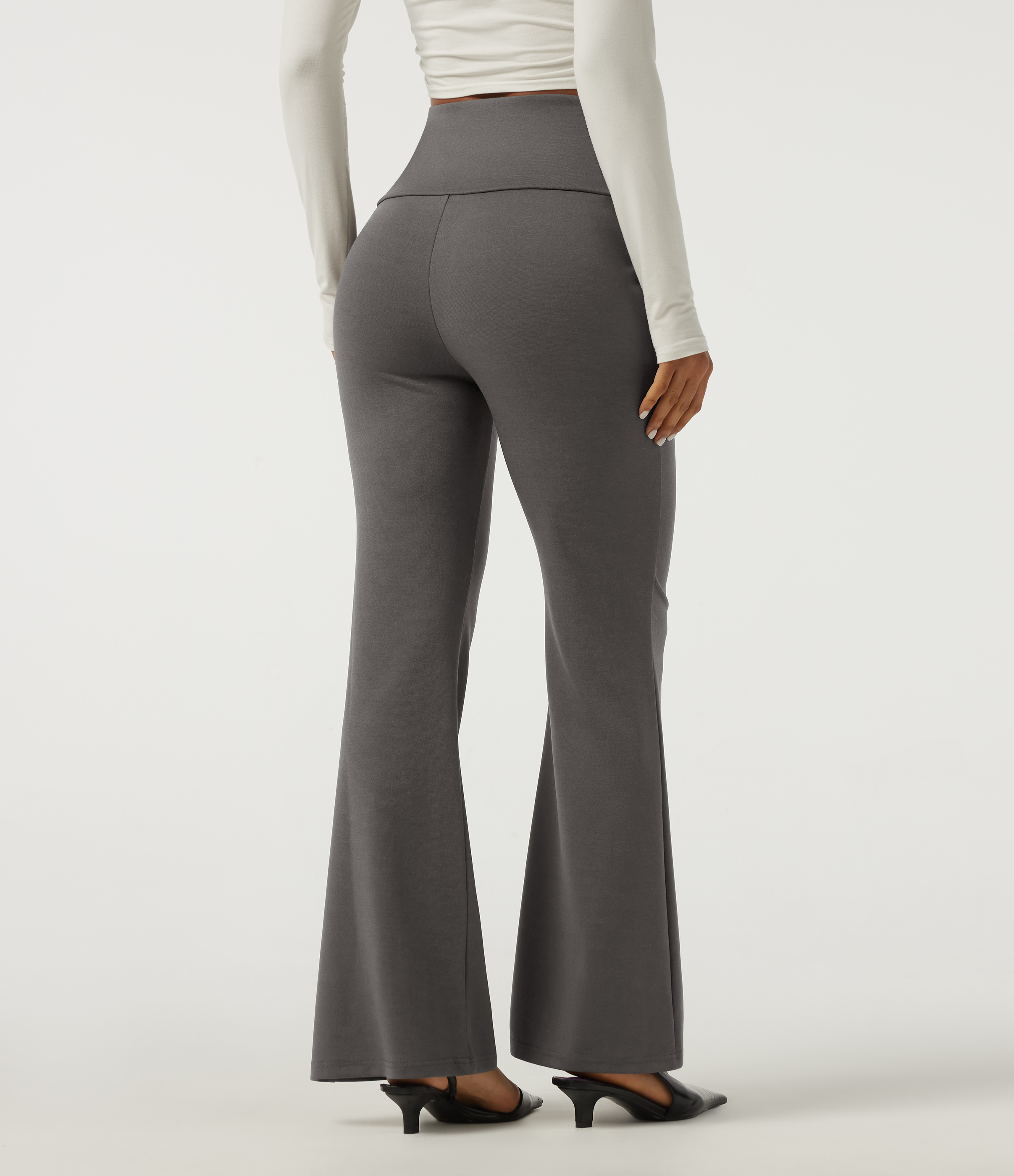 Steel Gray Pantalon de bureau bootcut taille très haute gainante / 2