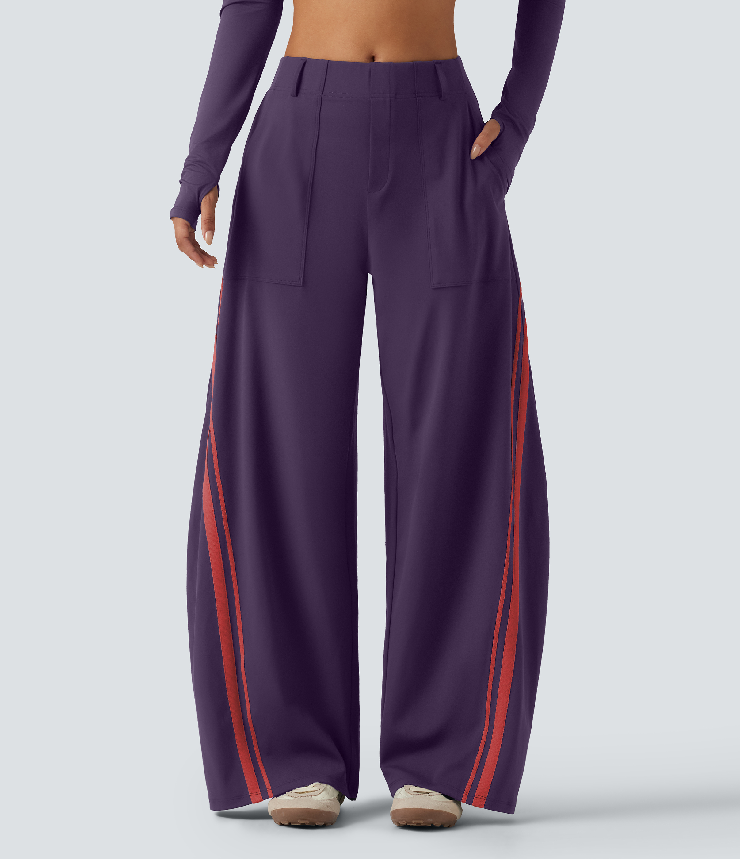 Halara DayStretch™ High Waisted Color Block Side Stripe Barrel Dance Pants with Pockets