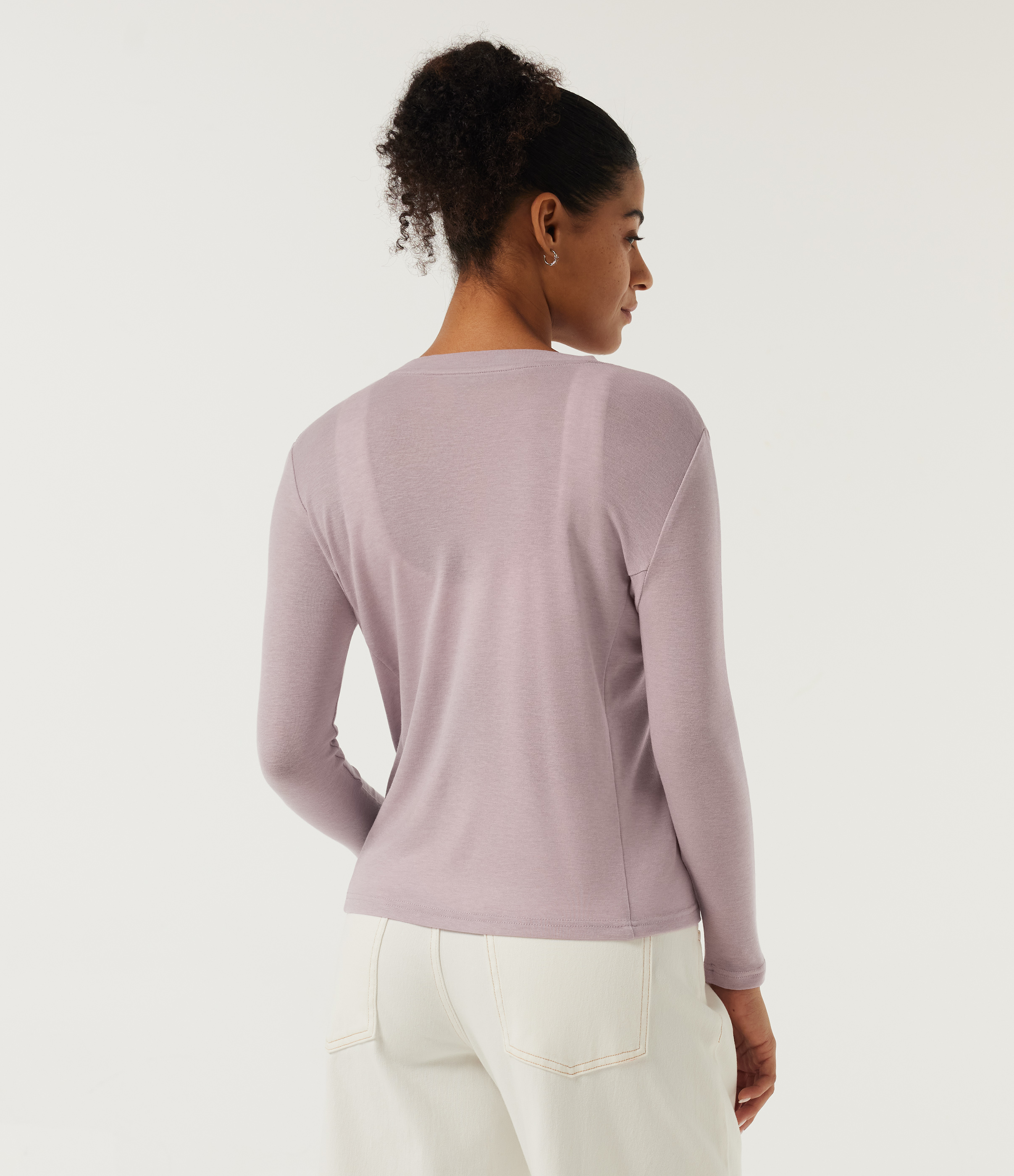 Violet Ice Round Neck 9/10 Sleeve Wool Casual Top / 2