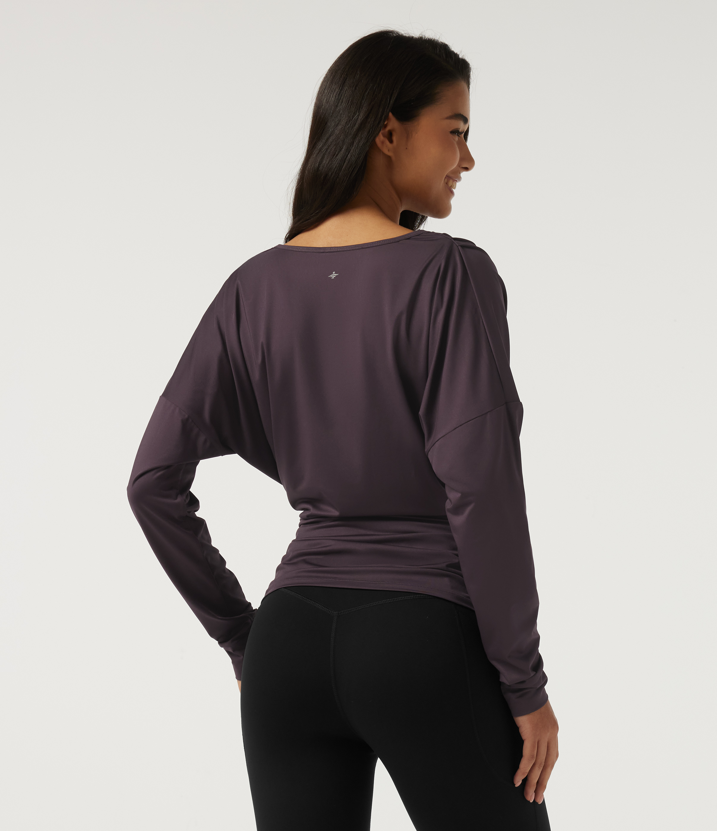 Dark Raspberry Purple Deep V Neck Long Sleeve Yoga Sports Top / 2