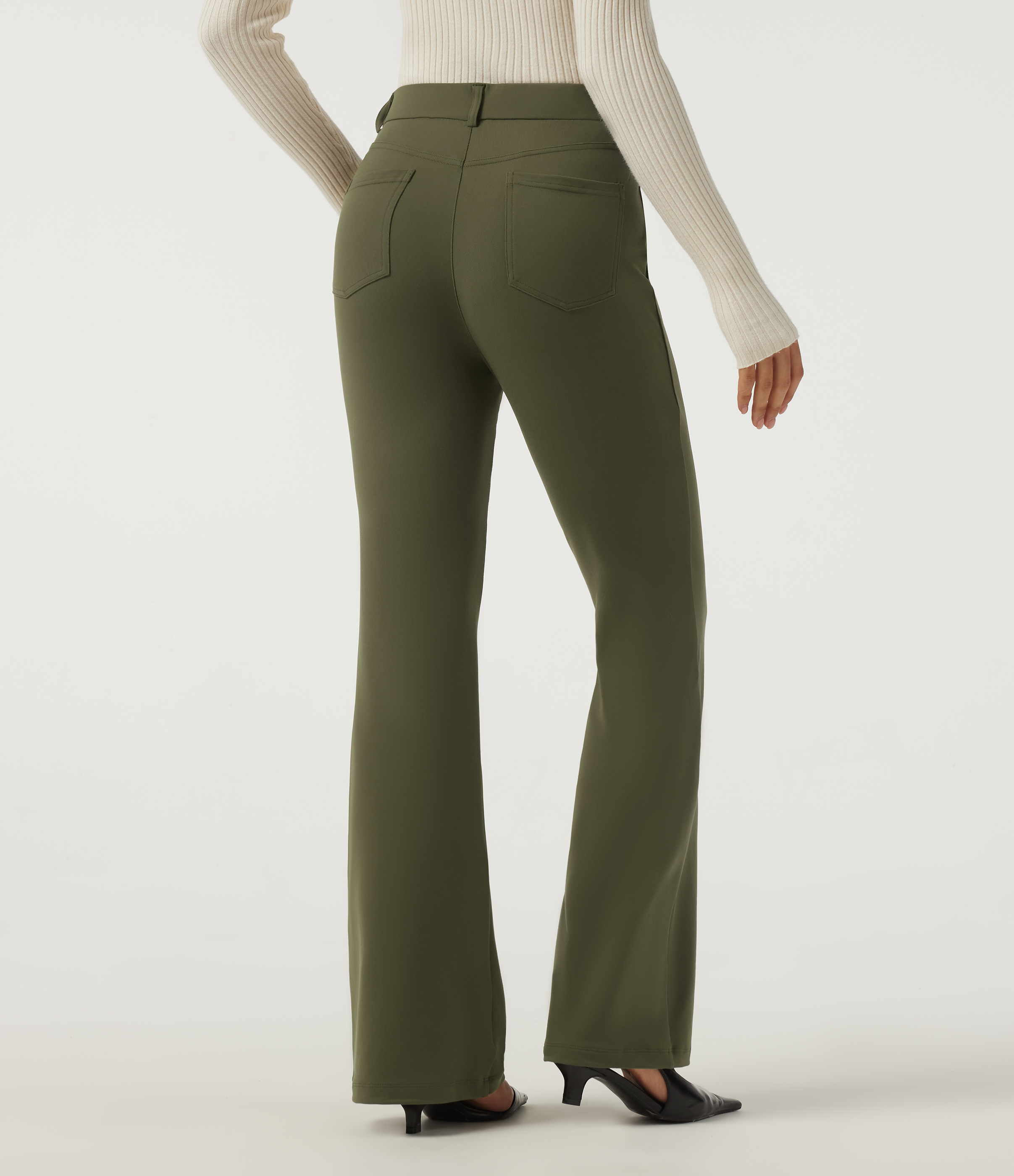 Ivy Green High Waisted Flare Work Pants with Pockets / 2