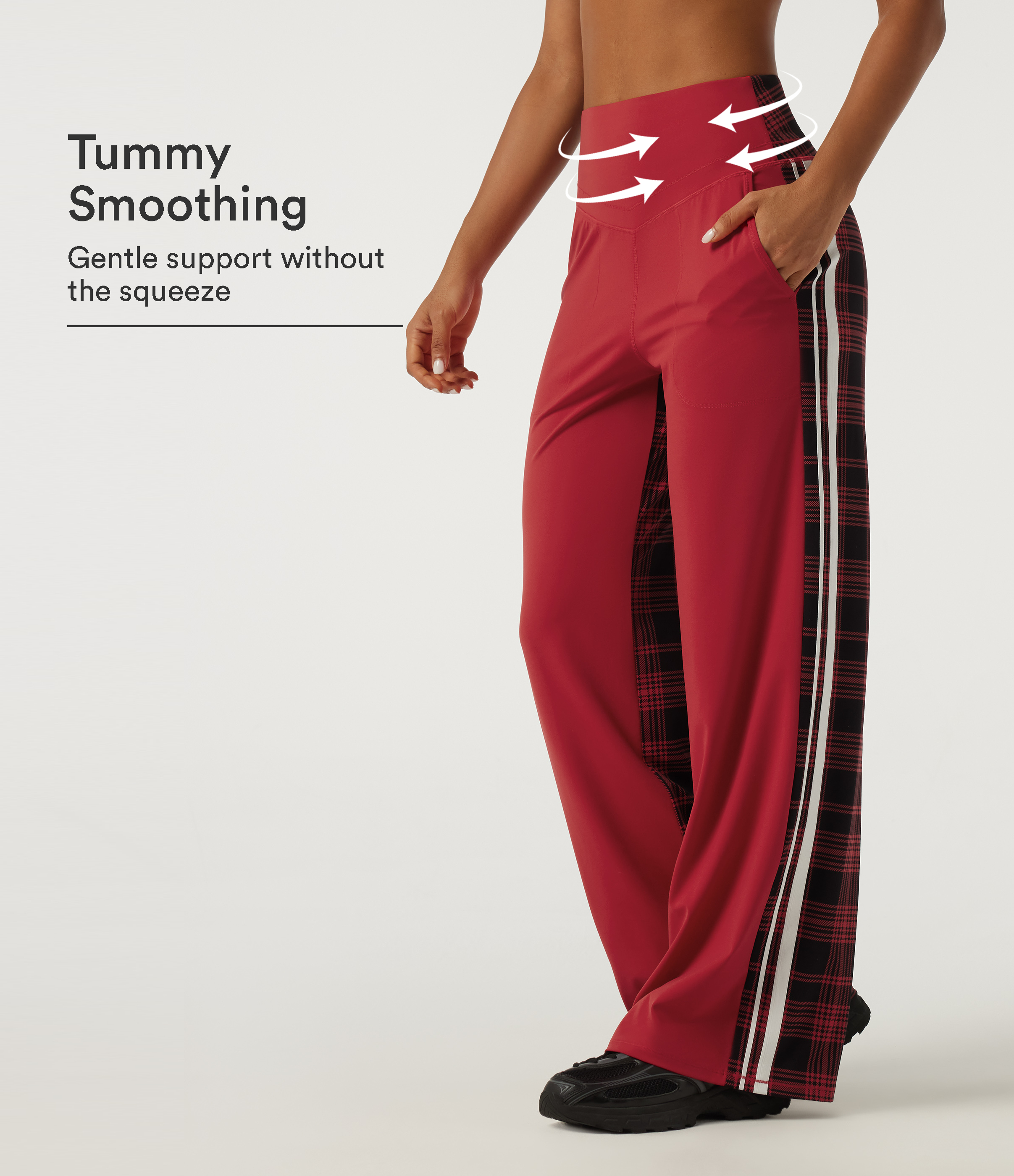 Halara UltraSculpt™ High Waisted Tummy Control Straight Leg Plaid Yoga Pants with Pockets