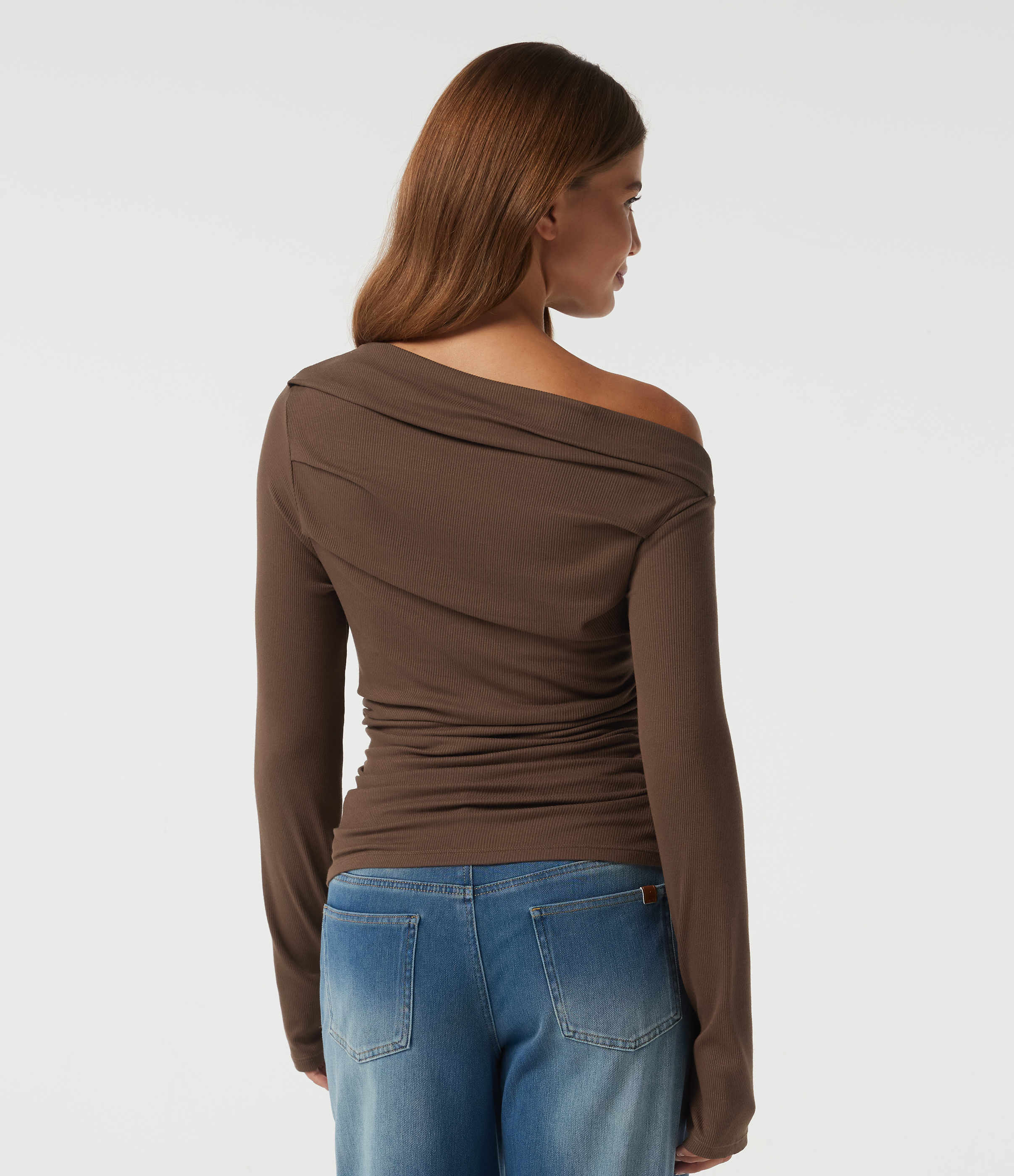 Fondue Fudge Off Shoulder Long Sleeve Casual Top with Thumbholes / 2