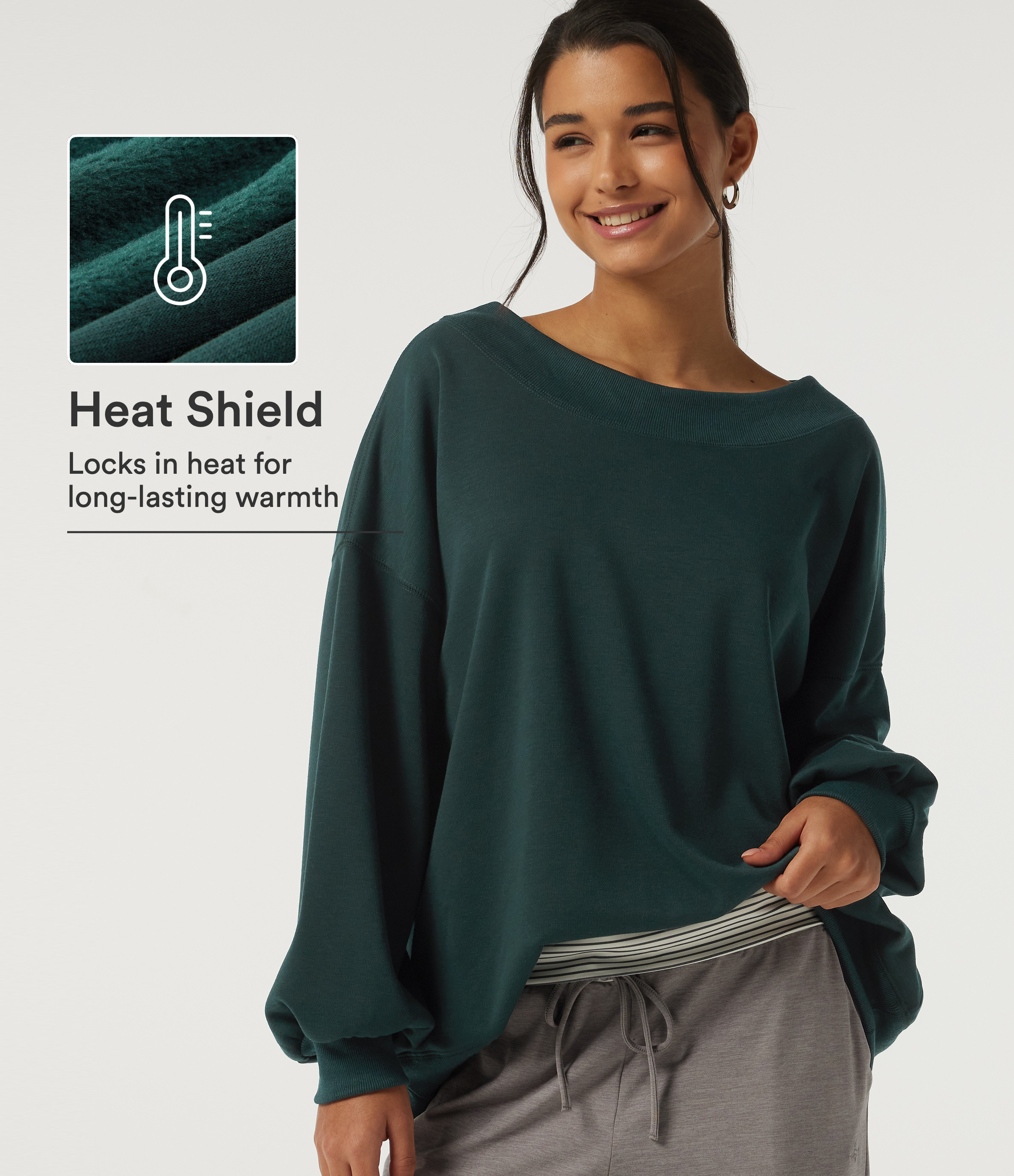 Round Neck Long Sleeve Fleece Casual Sweatshirt