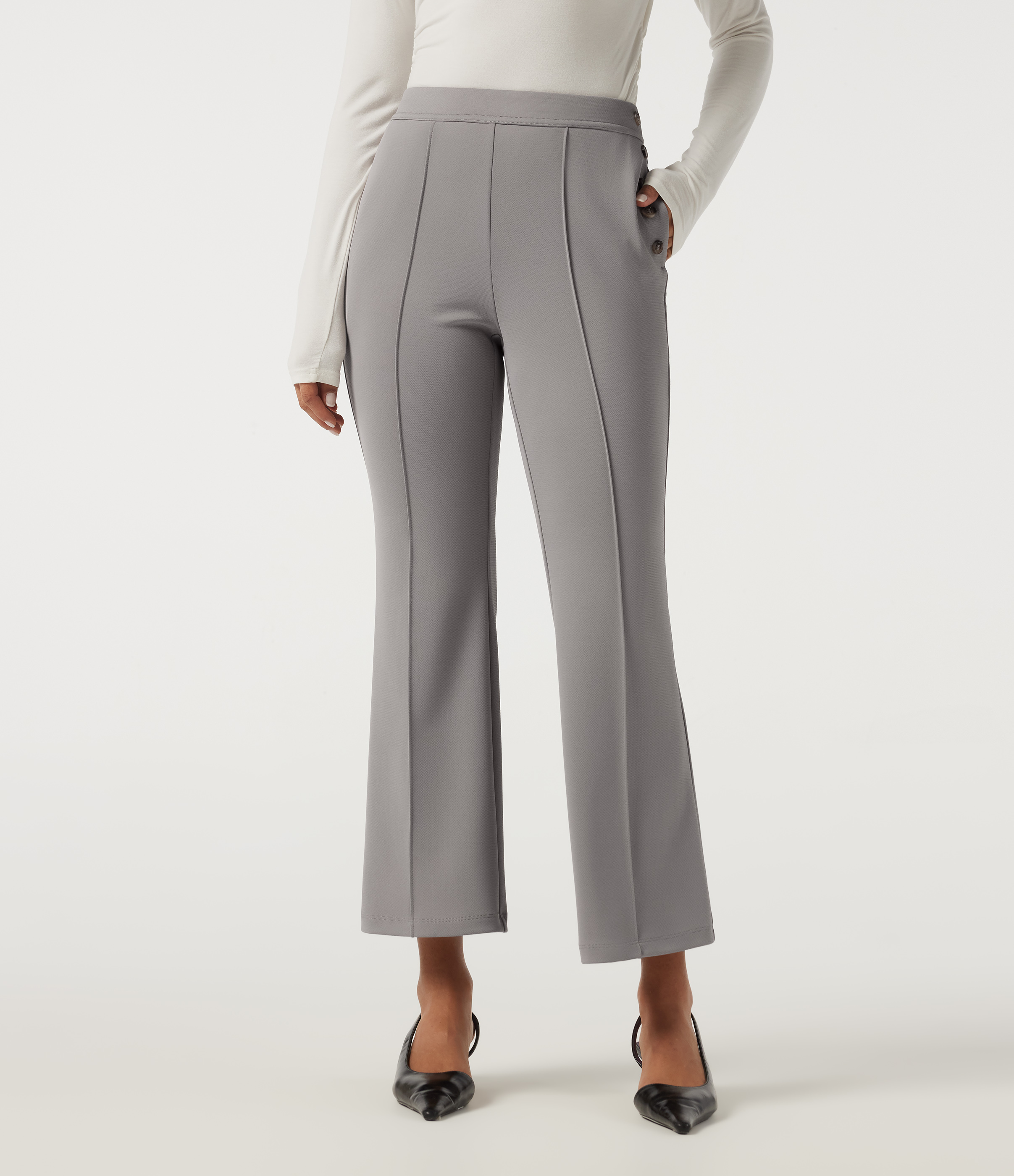 Halara Flex™ Mid Rise Pintuck Crepe Flare Work Pants with Pockets