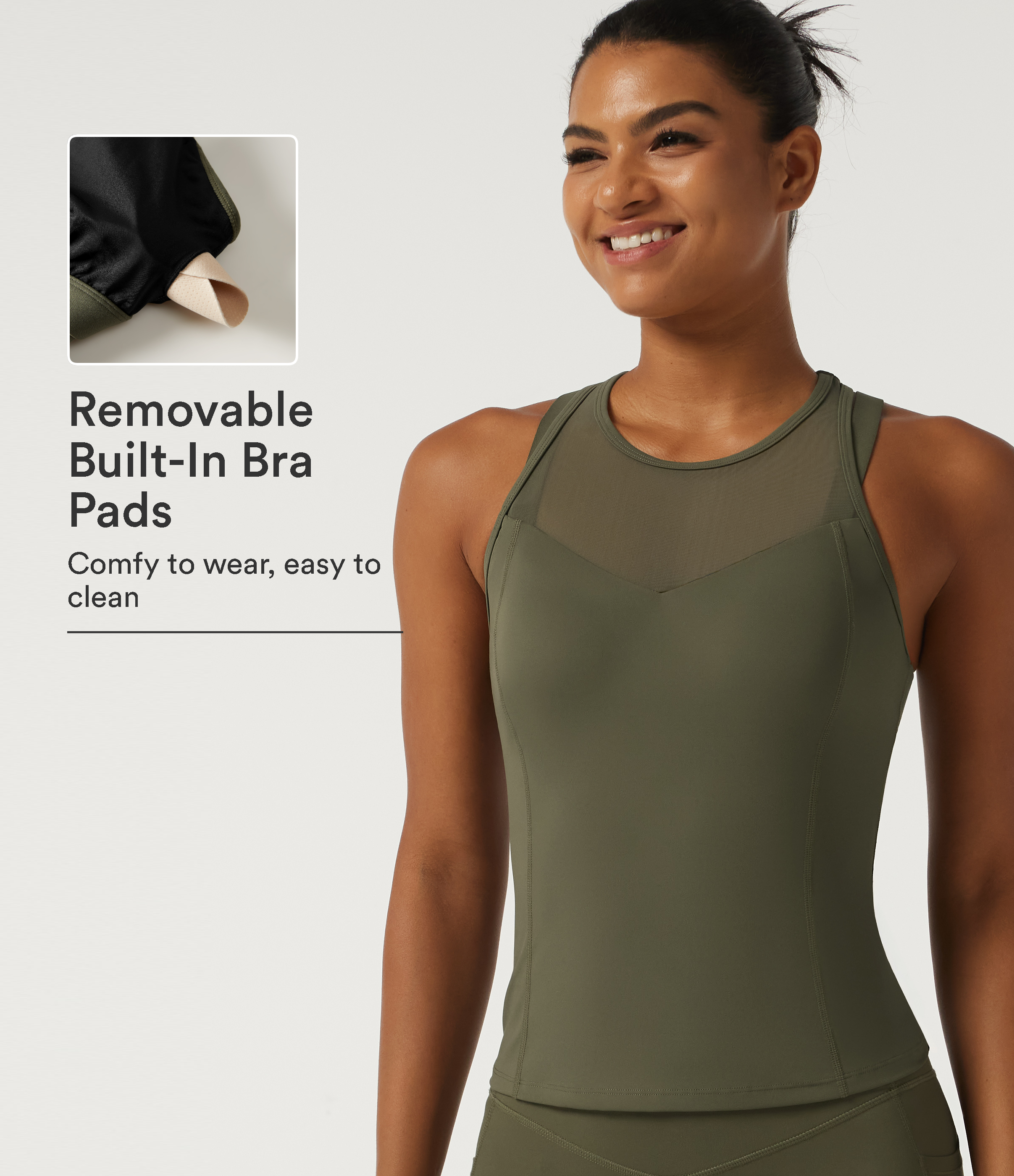 Contrast Mesh Built-in Bra Running Tank Top 