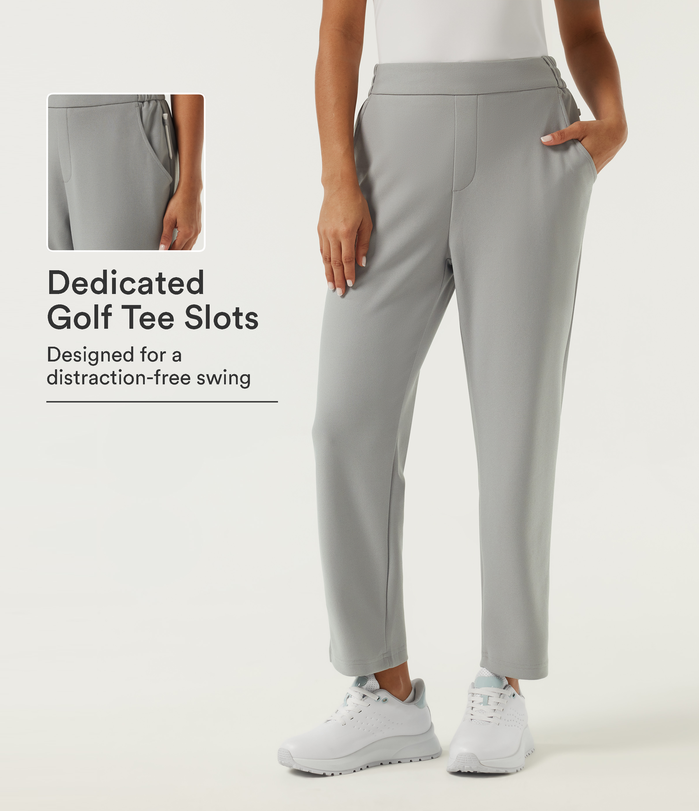High Waisted Straight Leg Golf Pants with Pockets-Golf Tee