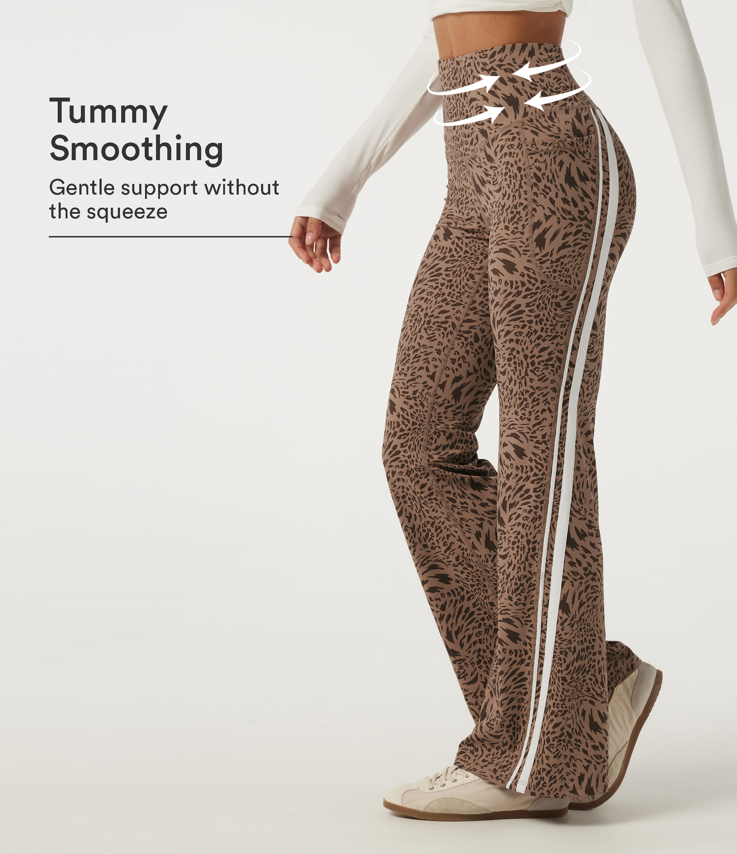 Halara UltraSculpt™ Leopard Print High Waisted Tummy Control Side Stripe Bootcut Yoga Leggings with Pockets